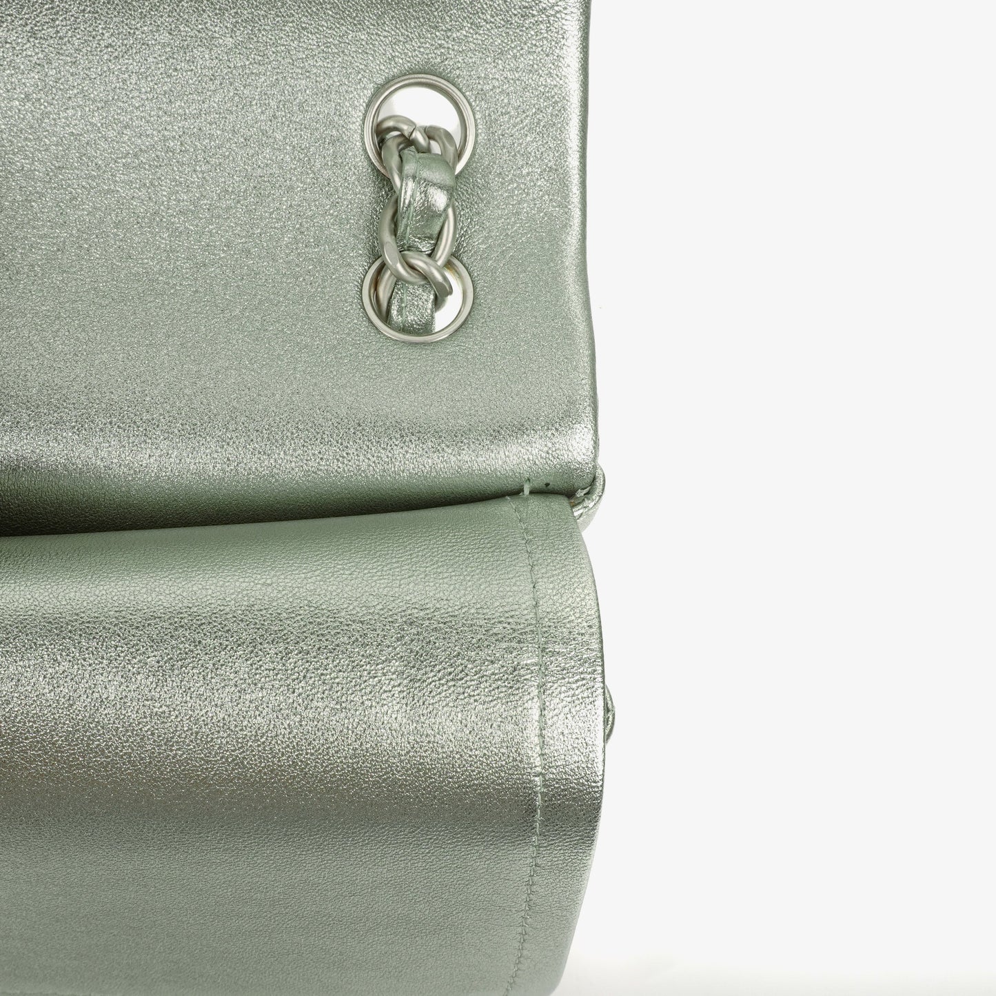Chanel Classic Metallic Green Quilted Lambskin Jumbo Double Flap Bag