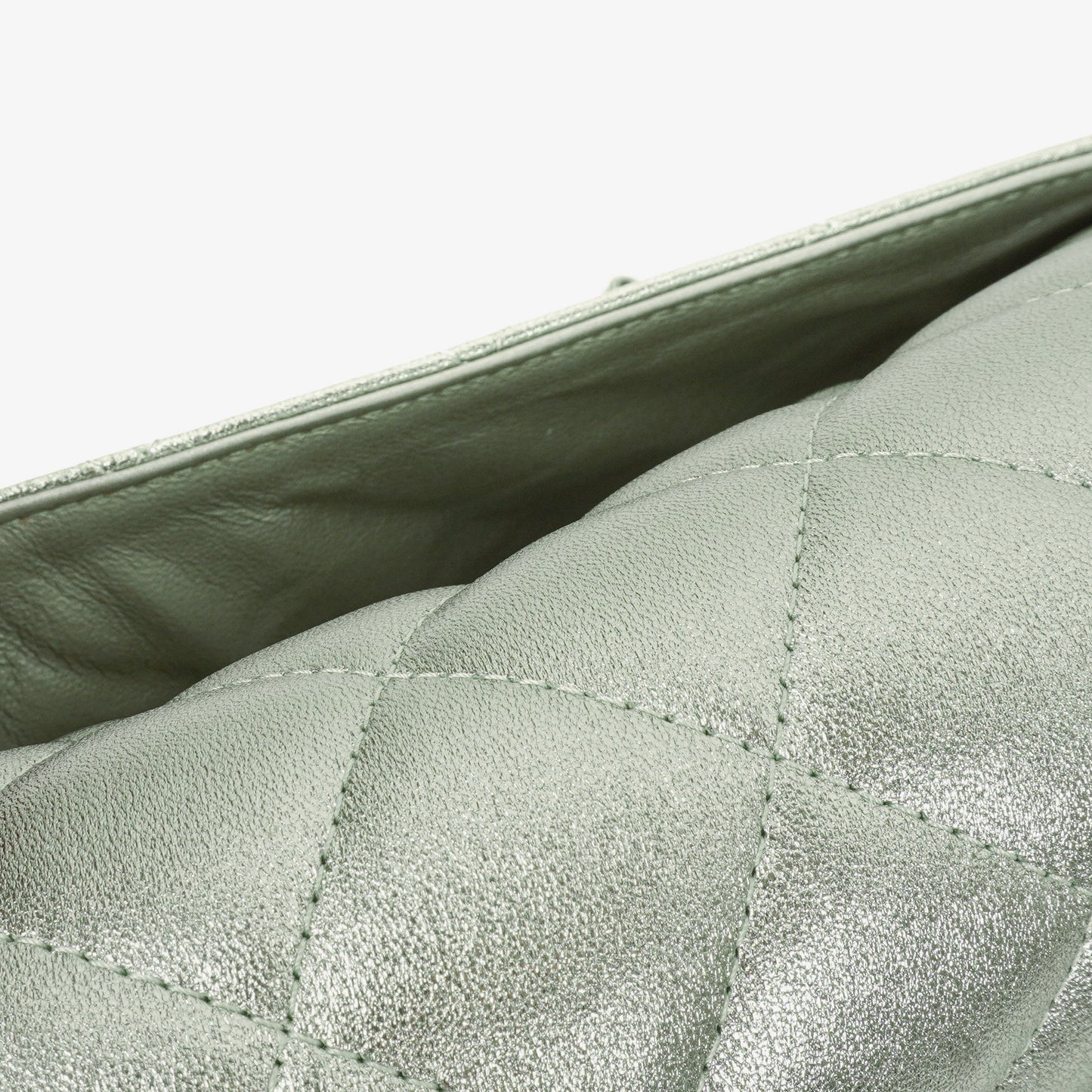 Chanel Classic Metallic Green Quilted Lambskin Jumbo Double Flap Bag
