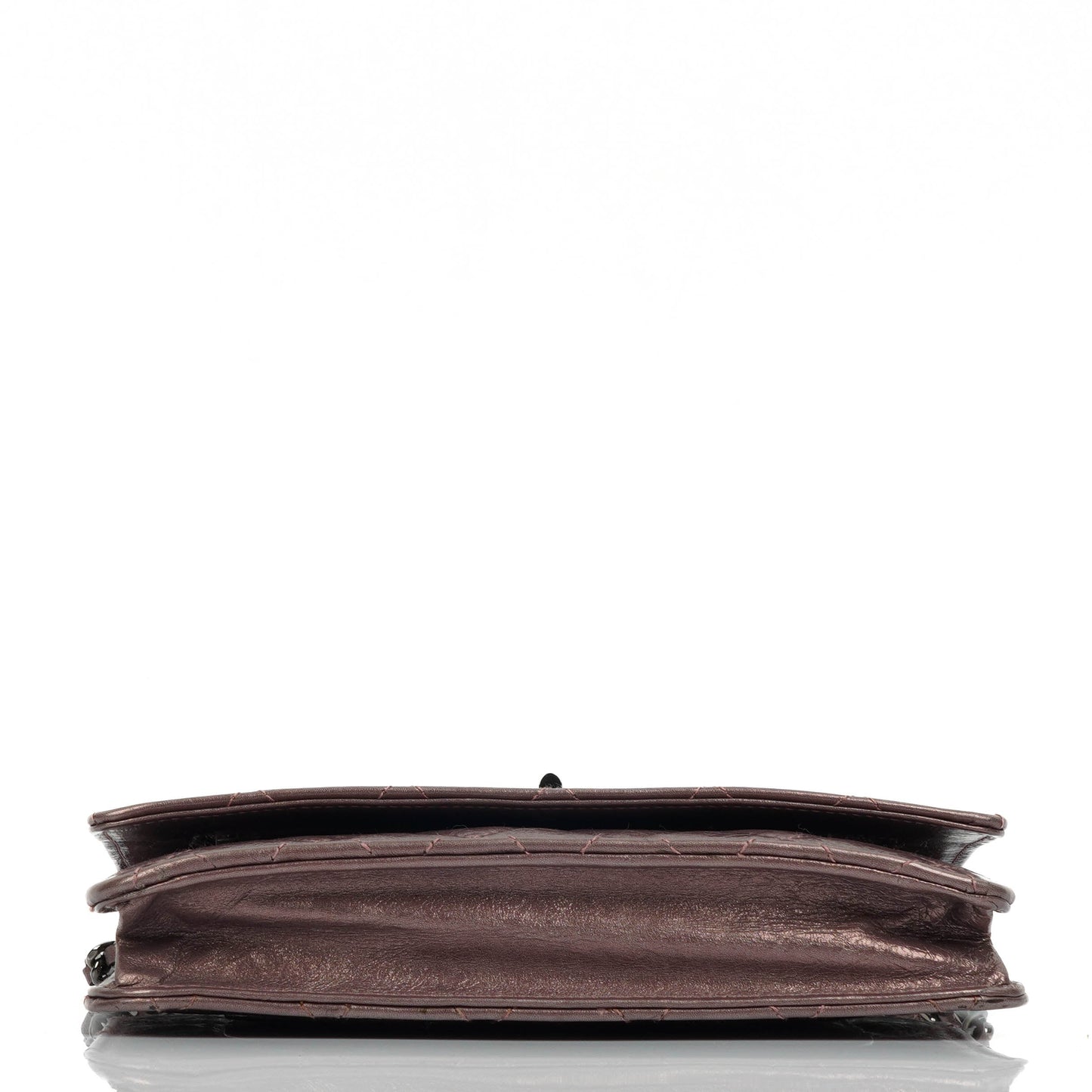 Chanel 2.55 Reissue Wallet on Chain WOC in Purple Quilted Aged Metallic Calfskin