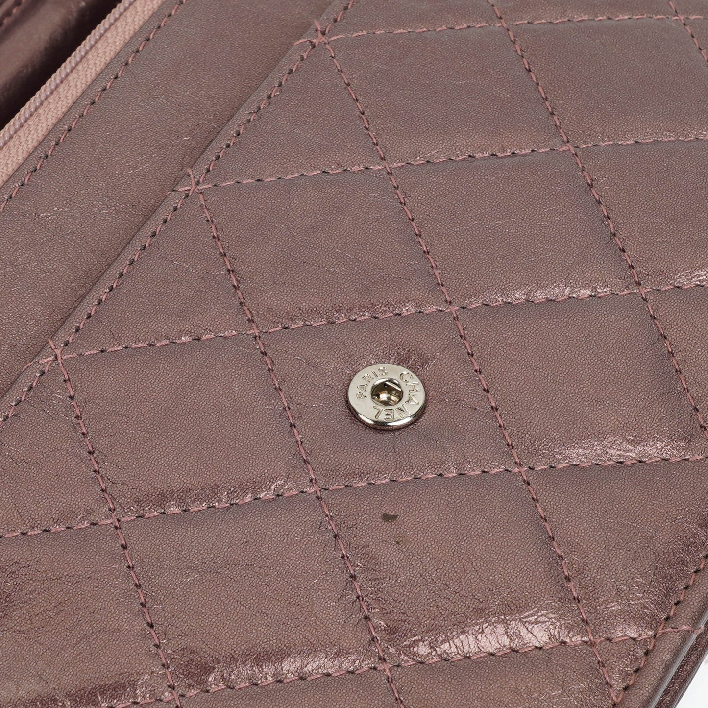 Chanel 2.55 Reissue Wallet on Chain WOC in Purple Quilted Aged Metallic Calfskin