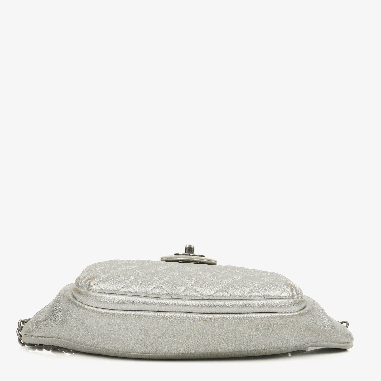 Chanel Silver Metallic Grained Calfskin Casual Rock Waist Bag