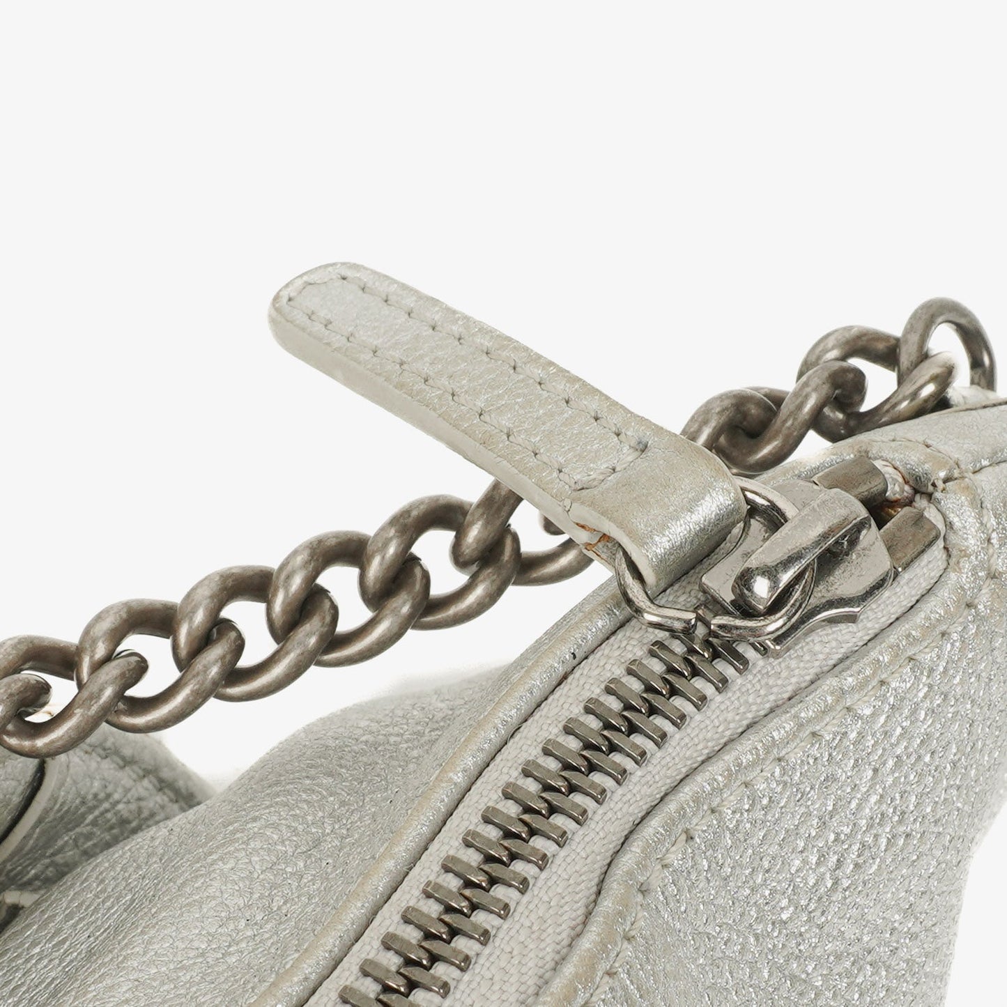 Chanel Silver Metallic Grained Calfskin Casual Rock Waist Bag