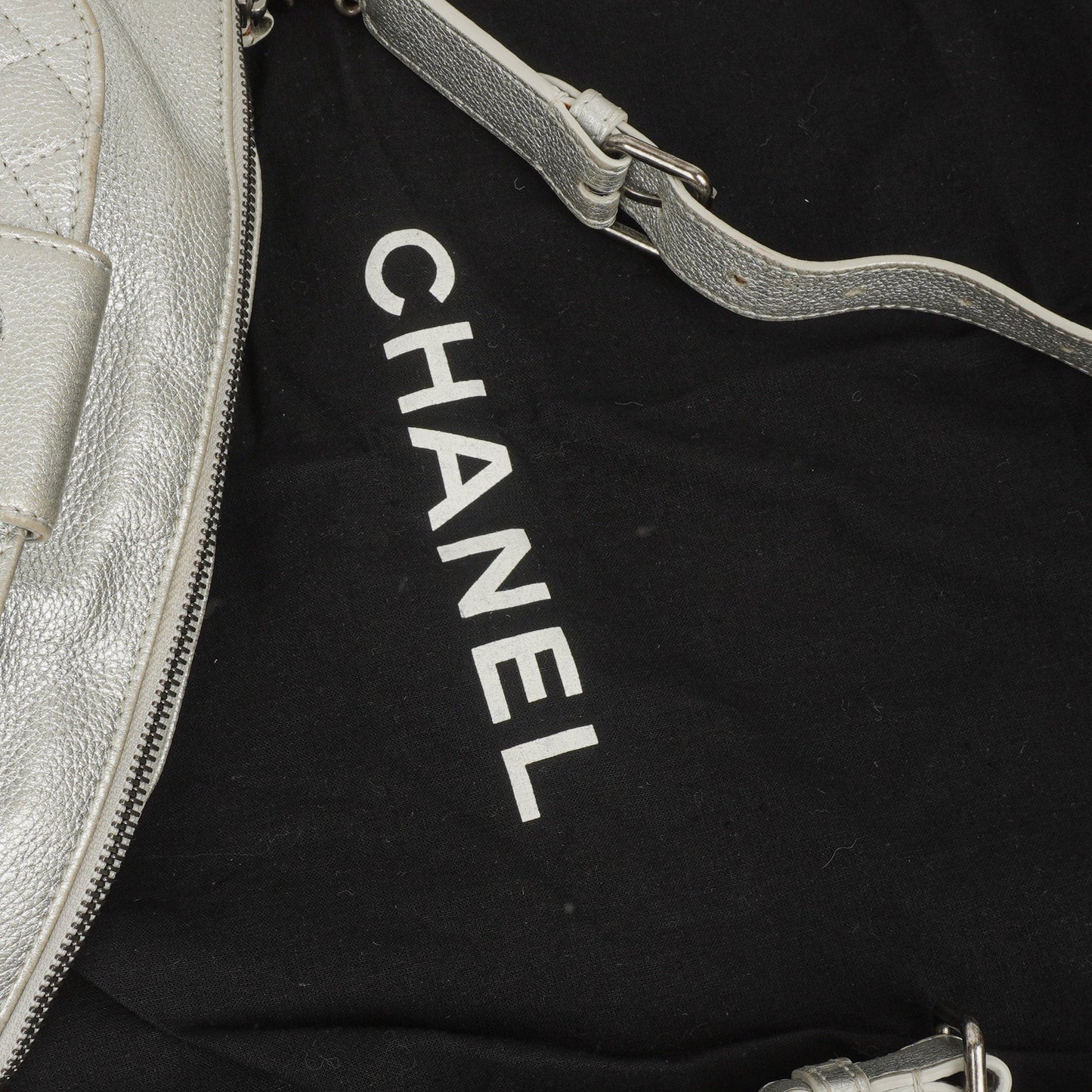 Chanel Silver Metallic Grained Calfskin Casual Rock Waist Bag