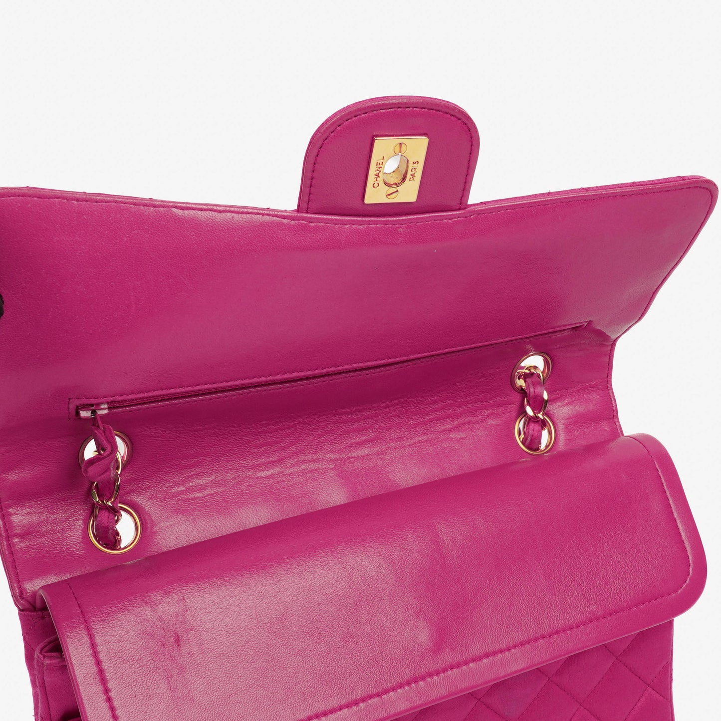 Chanel Classic  Double Flap Bag Fuchsia Pink 24K Gold-Plated Hardware