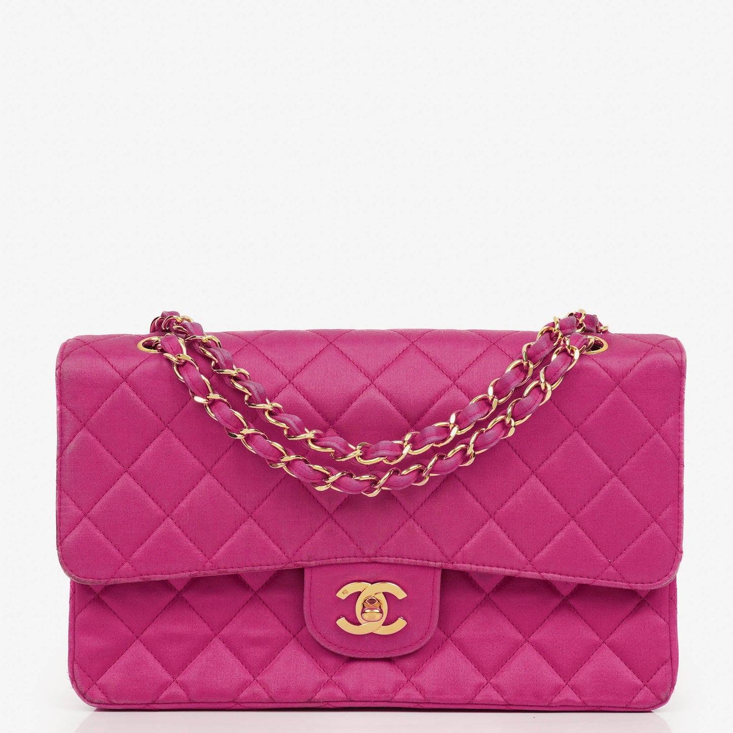 Chanel Classic  Double Flap Bag Fuchsia Pink 24K Gold-Plated Hardware