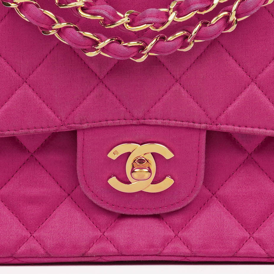 Chanel Classic  Double Flap Bag Fuchsia Pink 24K Gold-Plated Hardware