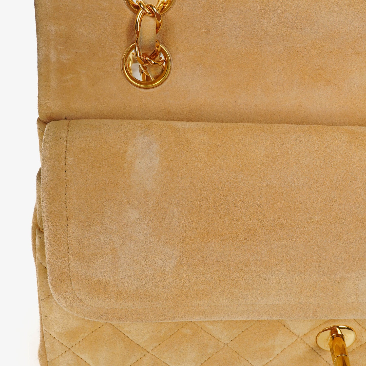 Chanel Medium Classic  Double Flap Bag Beige Suede 24K Gold-Plated Hardware