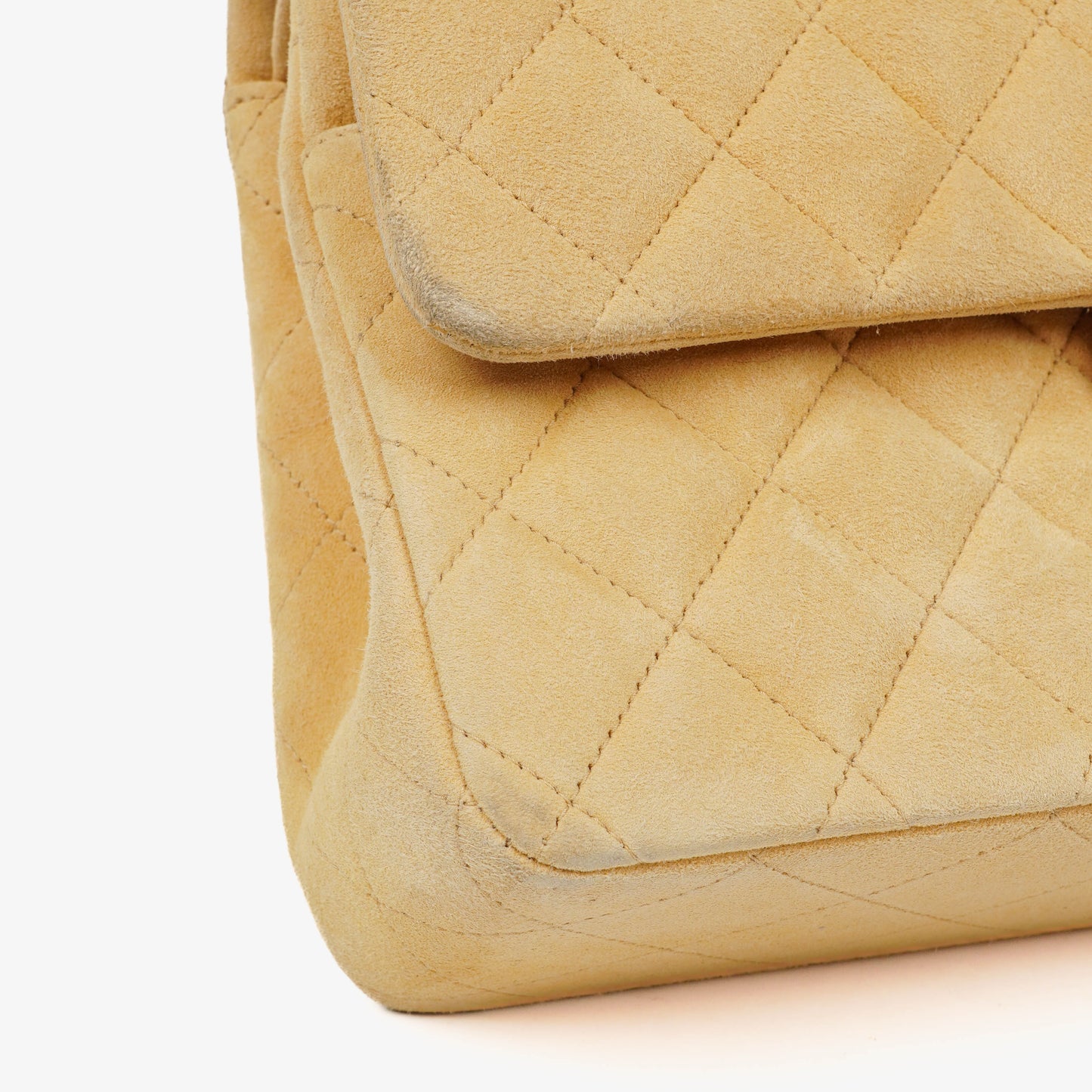 Chanel Medium Classic  Double Flap Bag Beige Suede 24K Gold-Plated Hardware