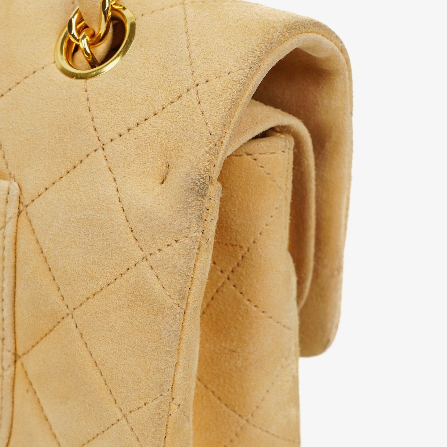 Chanel Medium Classic  Double Flap Bag Beige Suede 24K Gold-Plated Hardware