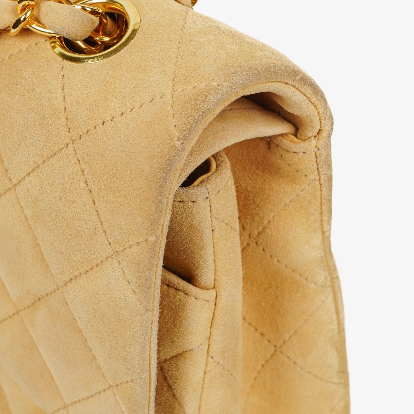 Chanel Medium Classic  Double Flap Bag Beige Suede 24K Gold-Plated Hardware