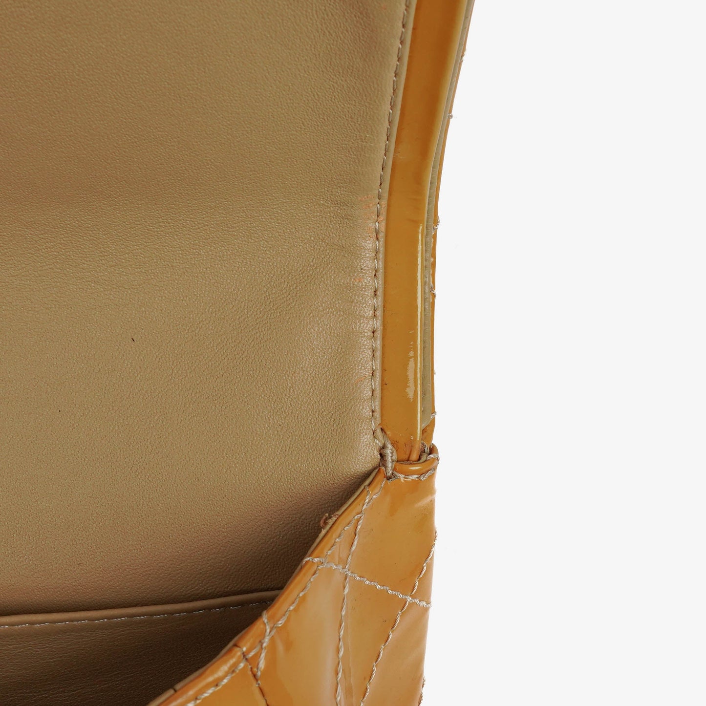 Chanel Double Flap Bag Yellow Quilted Patent Leather With Silver-Tone Hardware