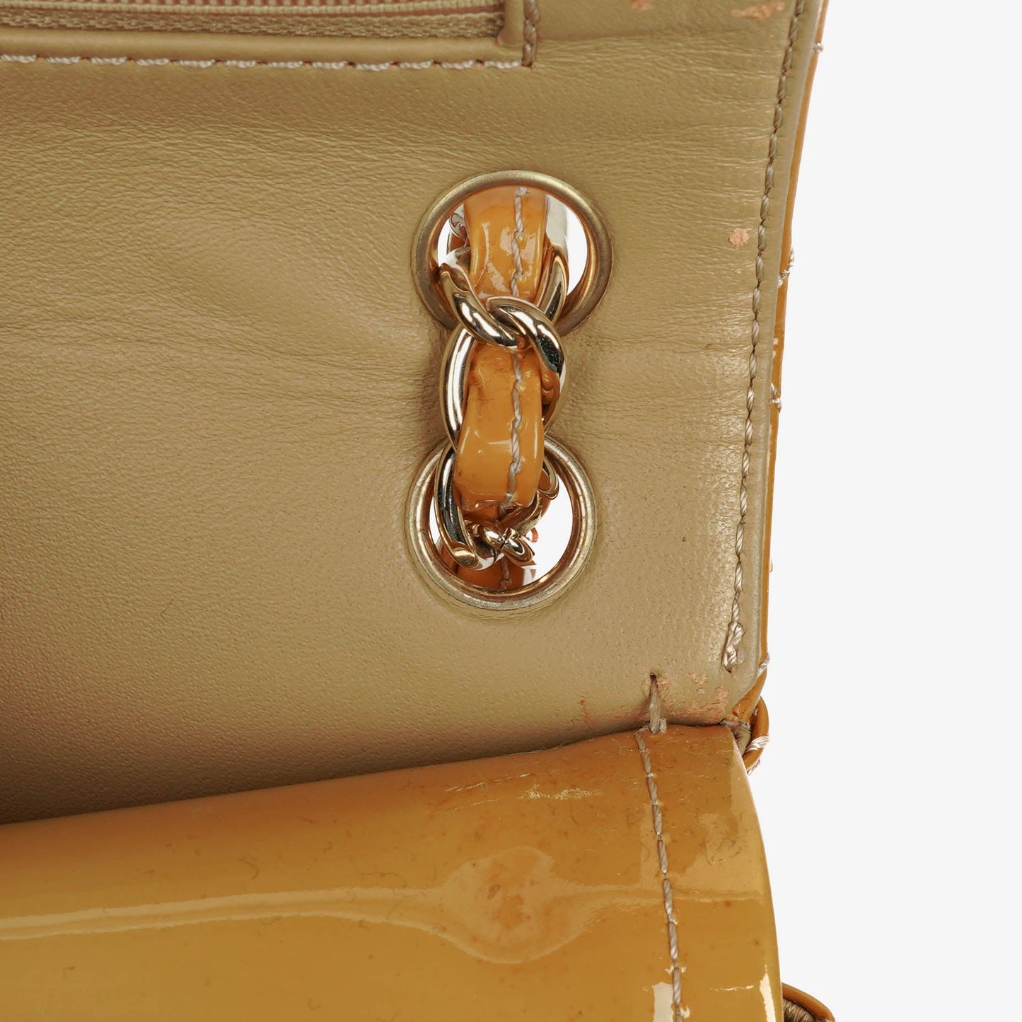 Chanel Double Flap Bag Yellow Quilted Patent Leather With Silver-Tone Hardware