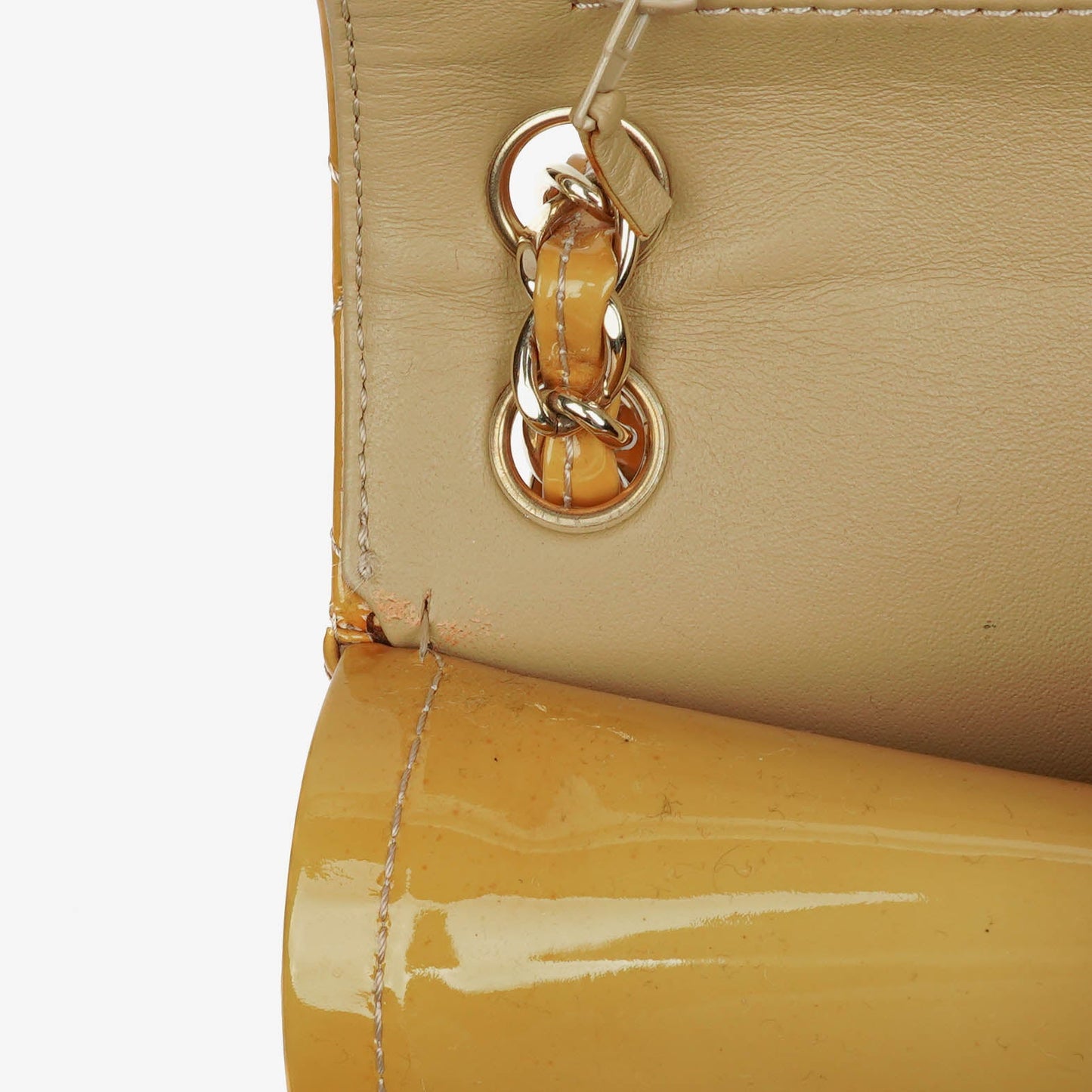 Chanel Double Flap Bag Yellow Quilted Patent Leather With Silver-Tone Hardware