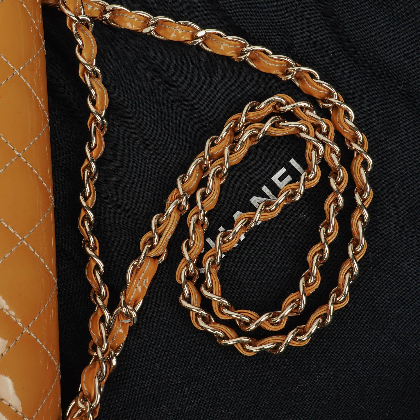 Chanel Double Flap Bag Yellow Quilted Patent Leather With Silver-Tone Hardware