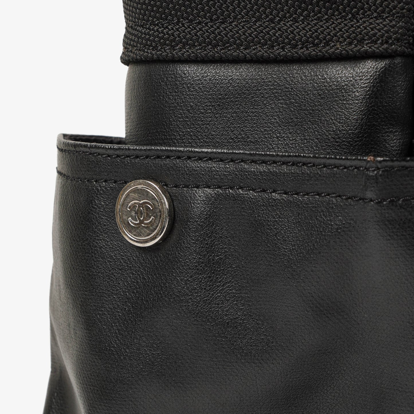 Chanel Paris-Biarritz Black Quilted Coated Canvas Grand Shopping Tote Bag