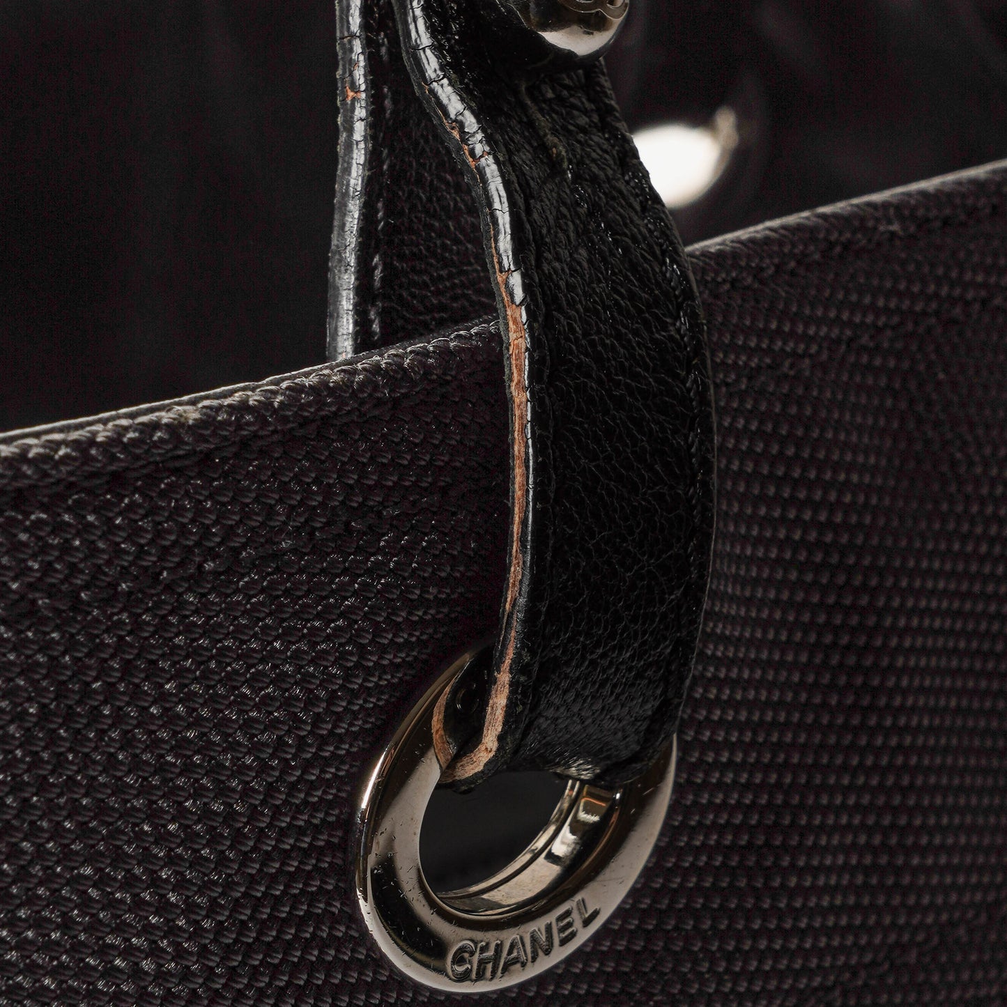 Chanel Paris-Biarritz Black Quilted Coated Canvas Grand Shopping Tote Bag