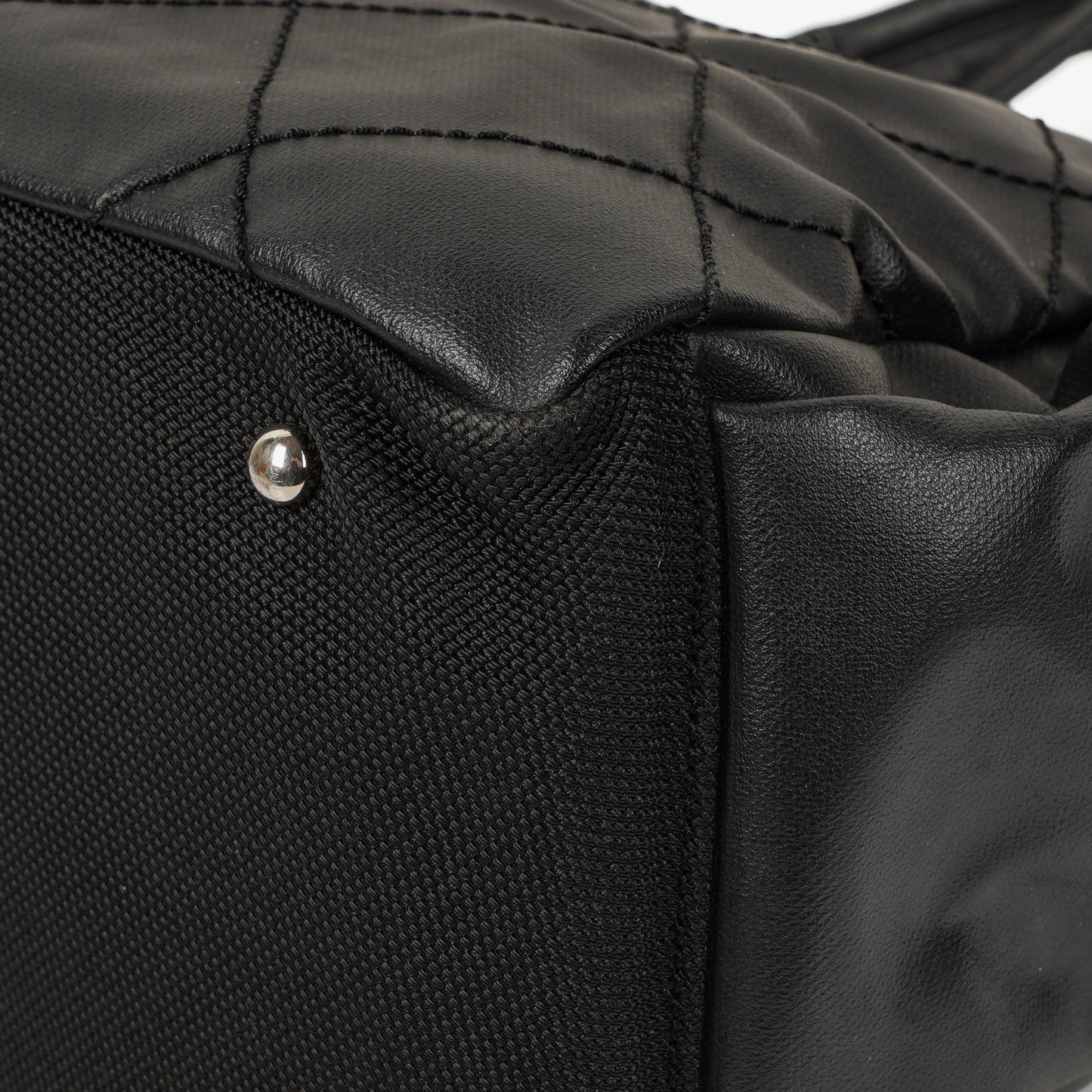 Chanel Paris-Biarritz Black Quilted Coated Canvas Grand Shopping Tote Bag