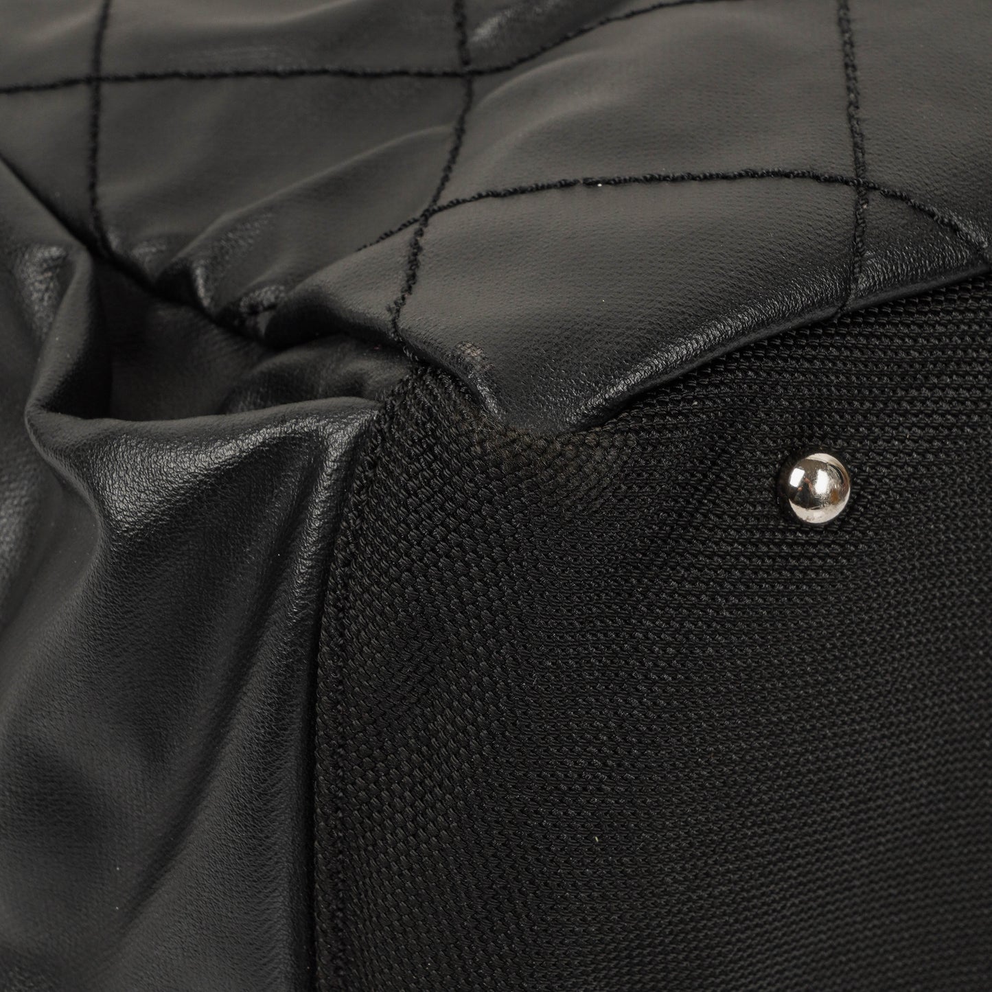 Chanel Paris-Biarritz Black Quilted Coated Canvas Grand Shopping Tote Bag
