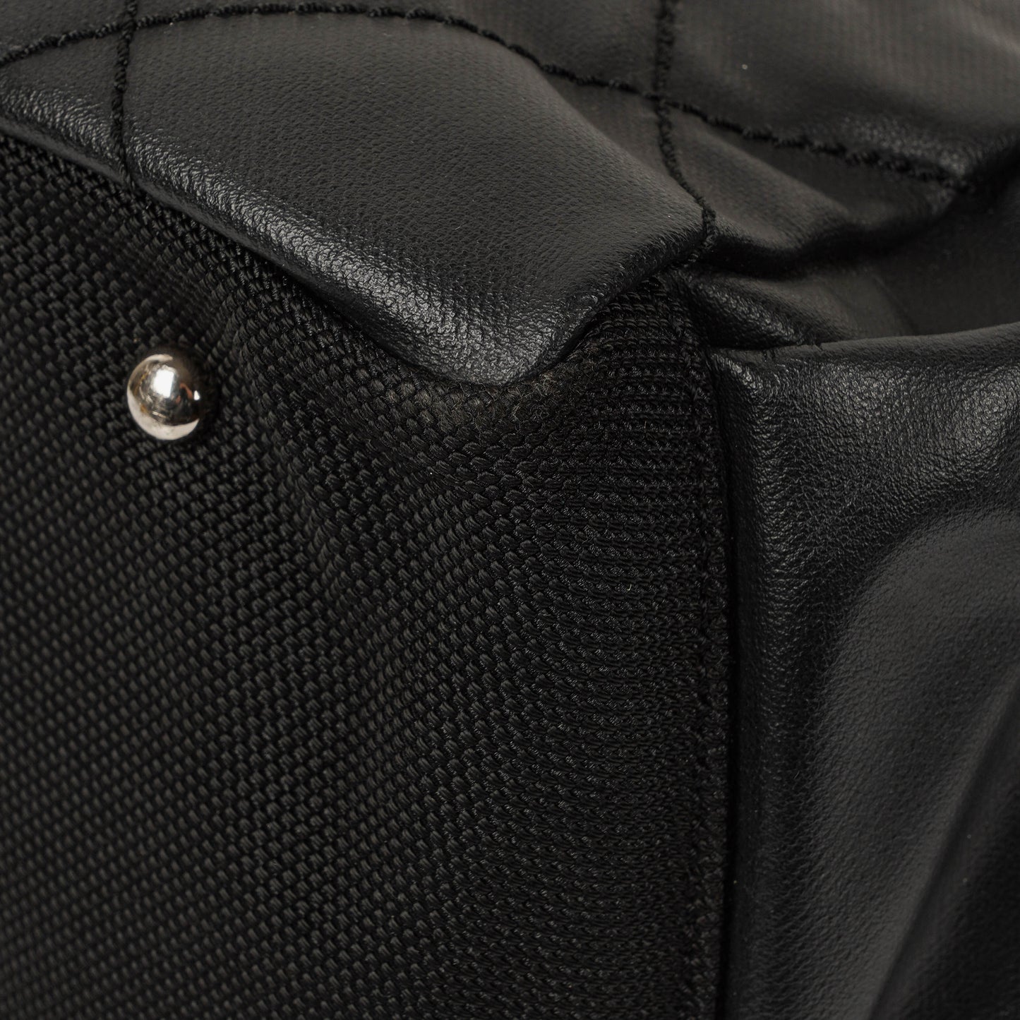 Chanel Paris-Biarritz Black Quilted Coated Canvas Grand Shopping Tote Bag