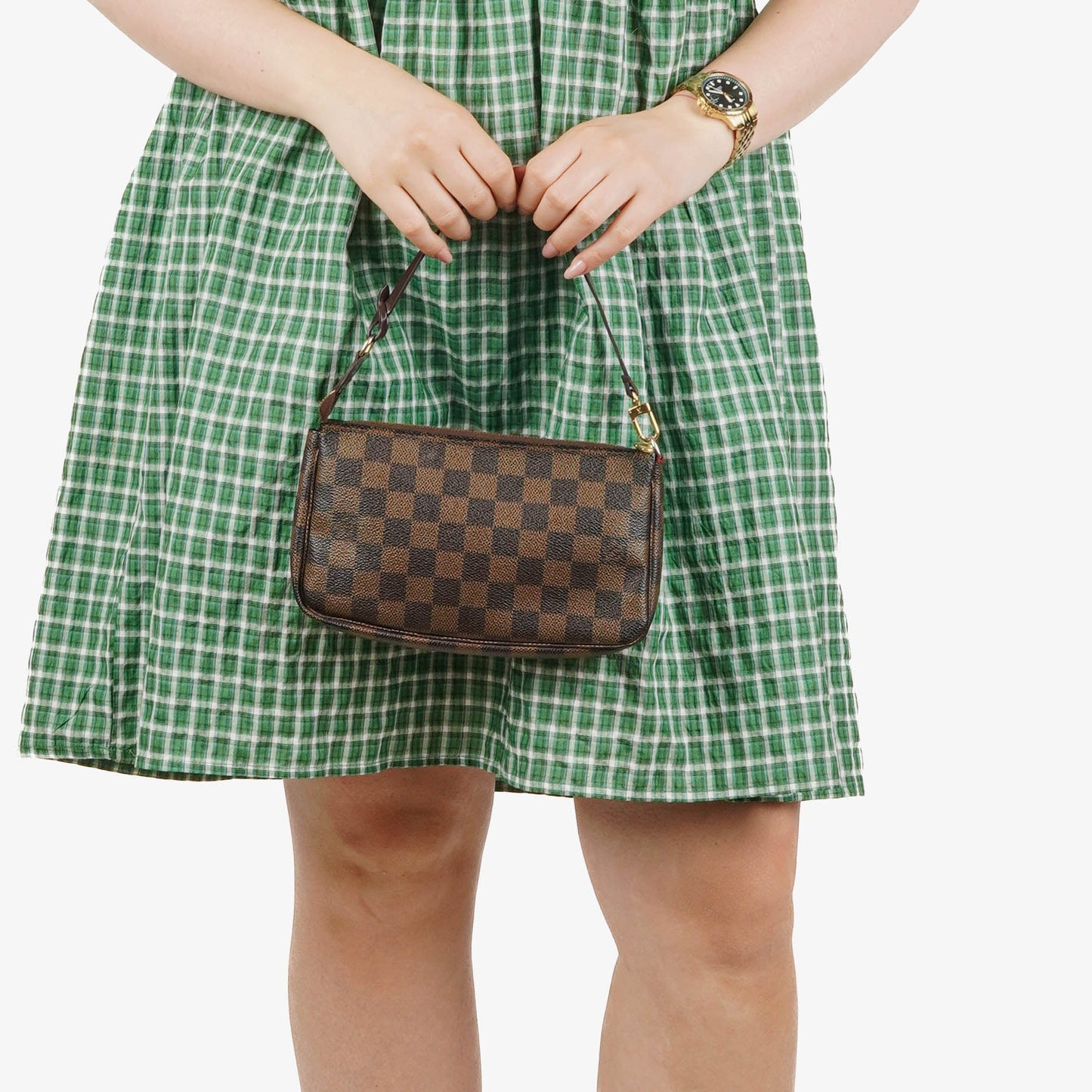 Louis Vuitton Pochette Accessoires Damier Ebene Canvas Clutch Handbag