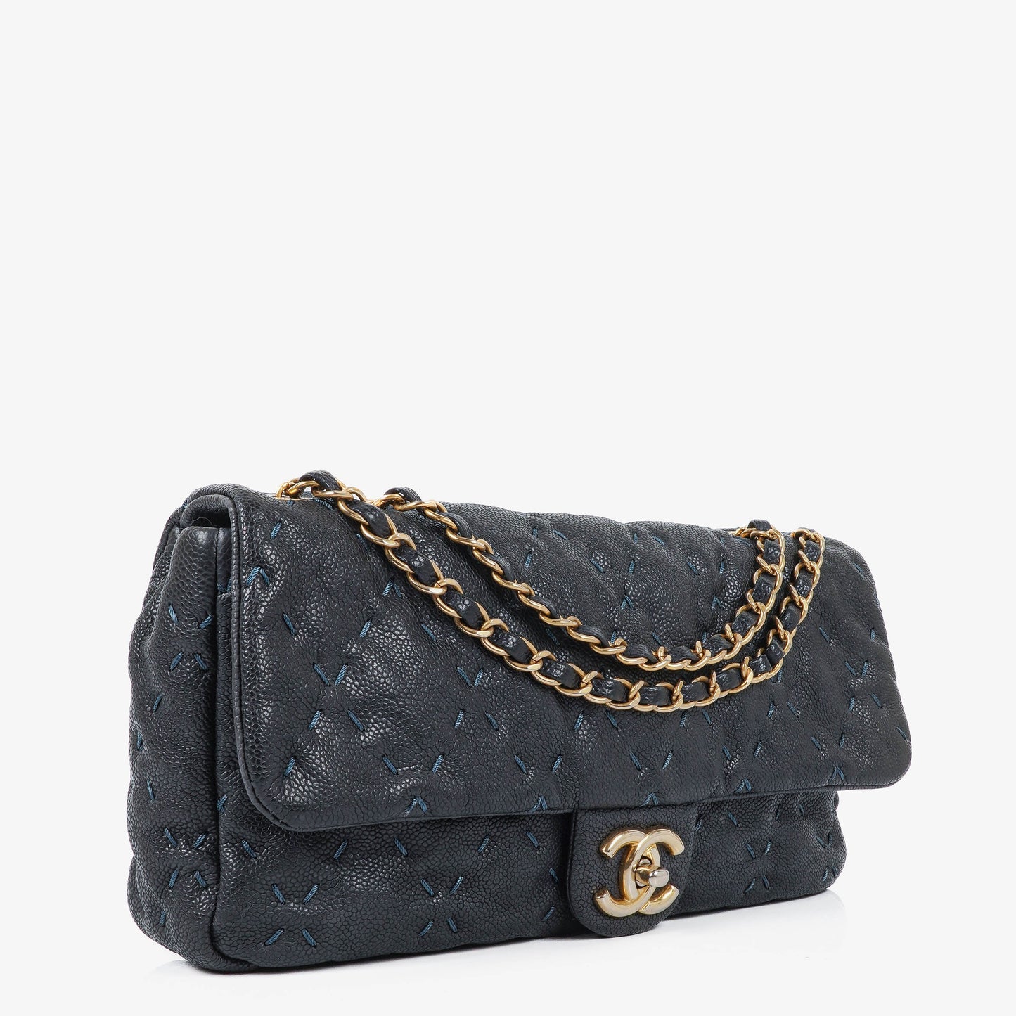 Chanel Wild Stitch Navy Caviar Single Flap