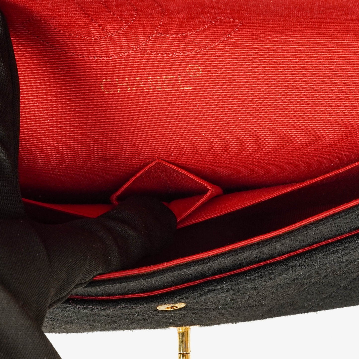 Chanel Medium Classic Double Flap Bag Black Quilted Jersey With 24K Gold-Plated Hardware