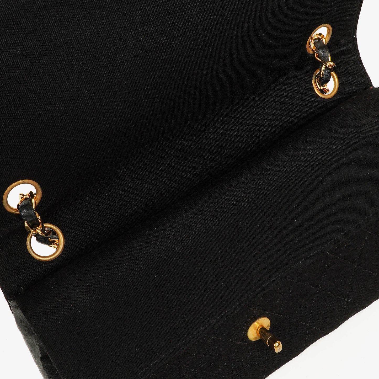 Chanel Medium Classic Double Flap Bag Black Quilted Jersey With 24K Gold-Plated Hardware