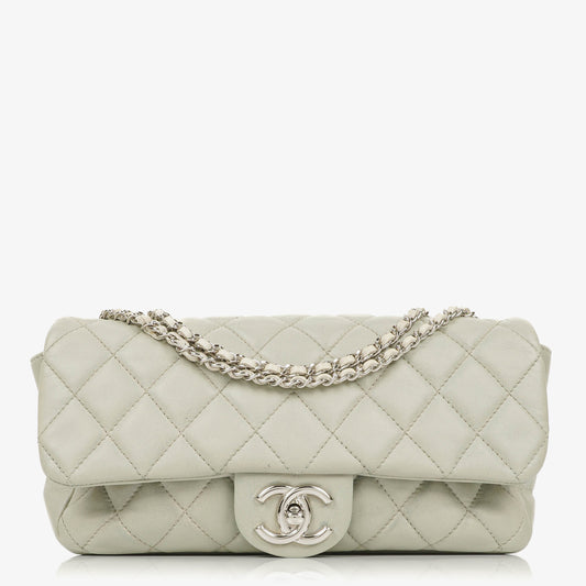 Chanel East West Quilted Leather Flap Bag With Silver-Tone Hardware