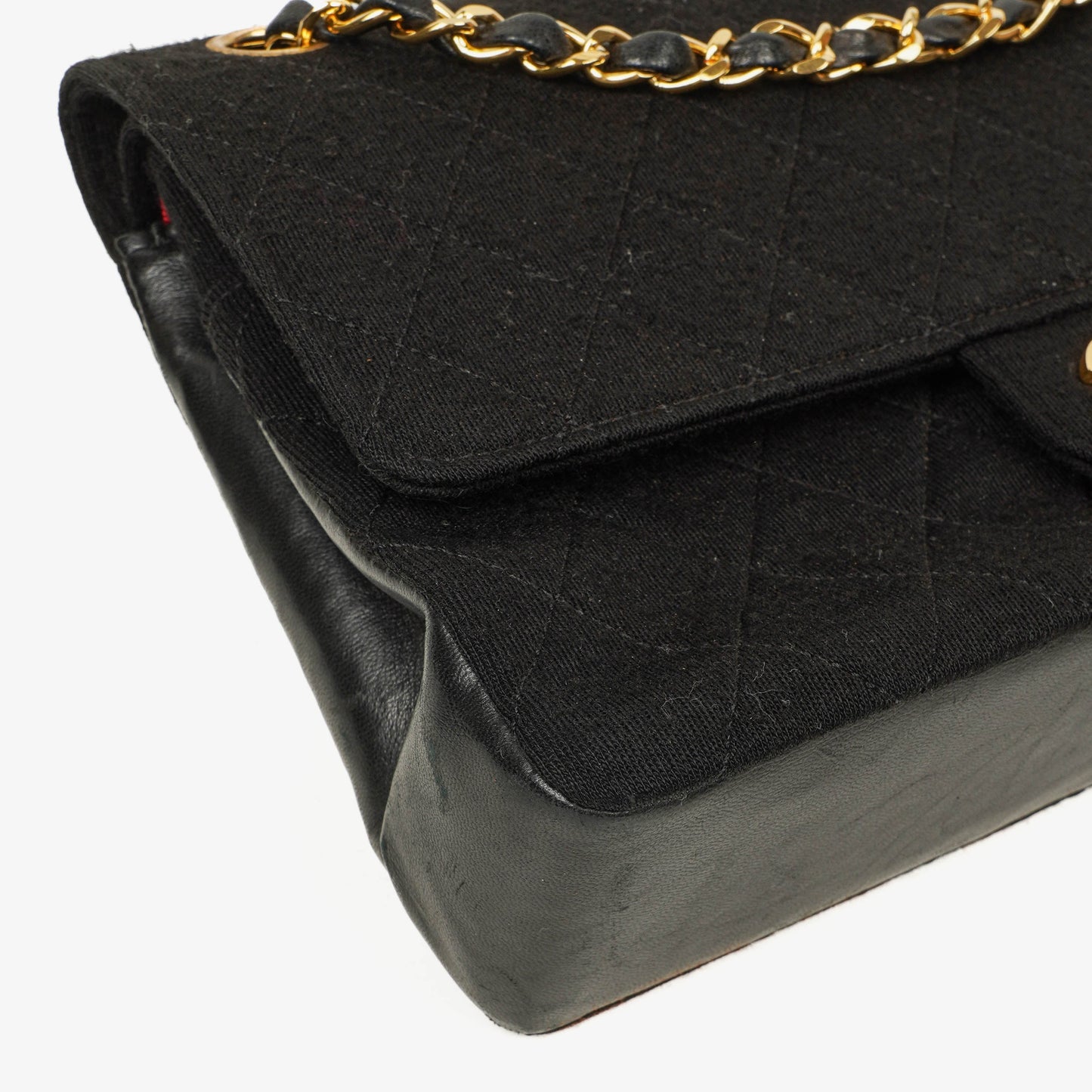 Chanel Medium Classic Double Flap Bag Black Quilted Jersey With 24K Gold-Plated Hardware