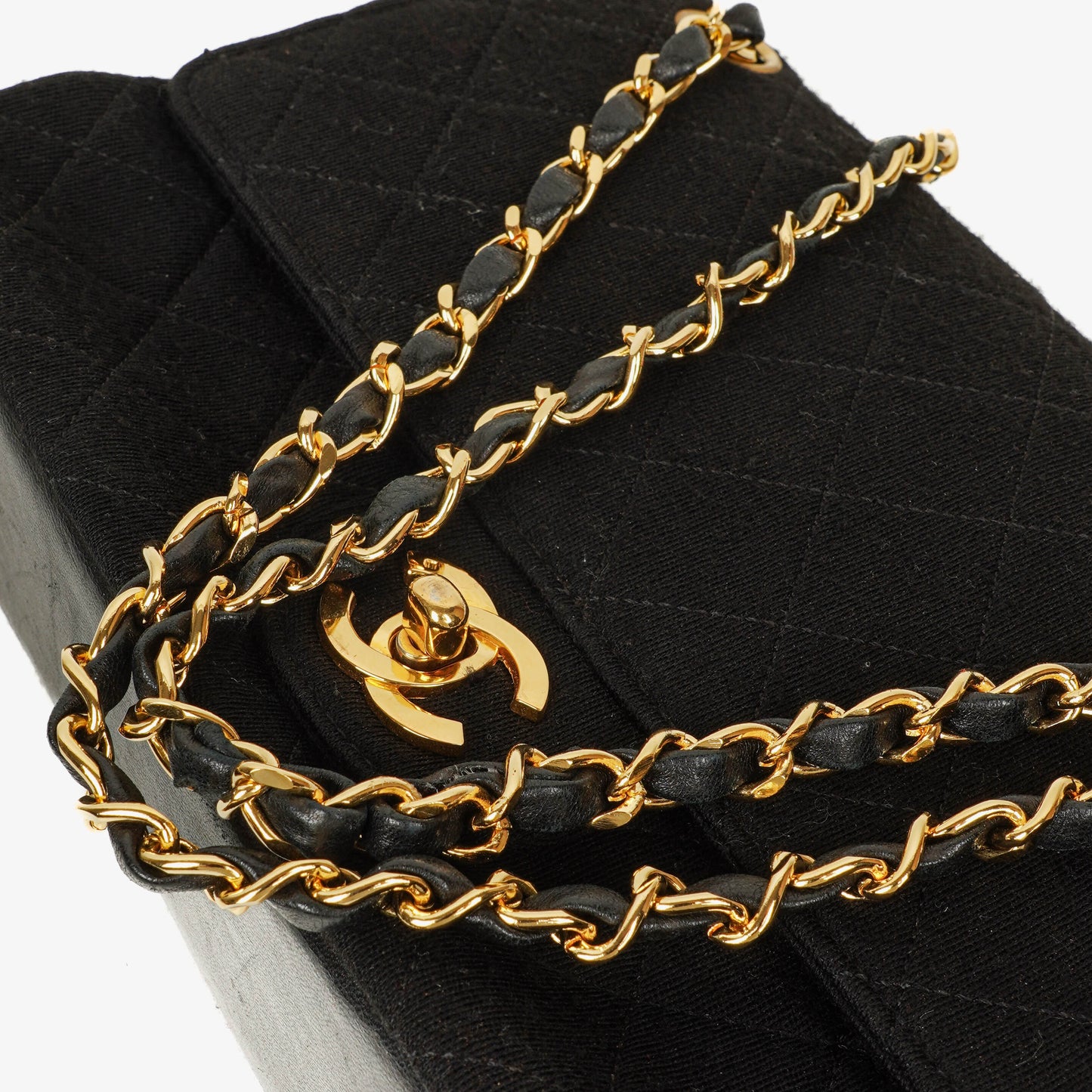 Chanel Medium Classic Double Flap Bag Black Quilted Jersey With 24K Gold-Plated Hardware