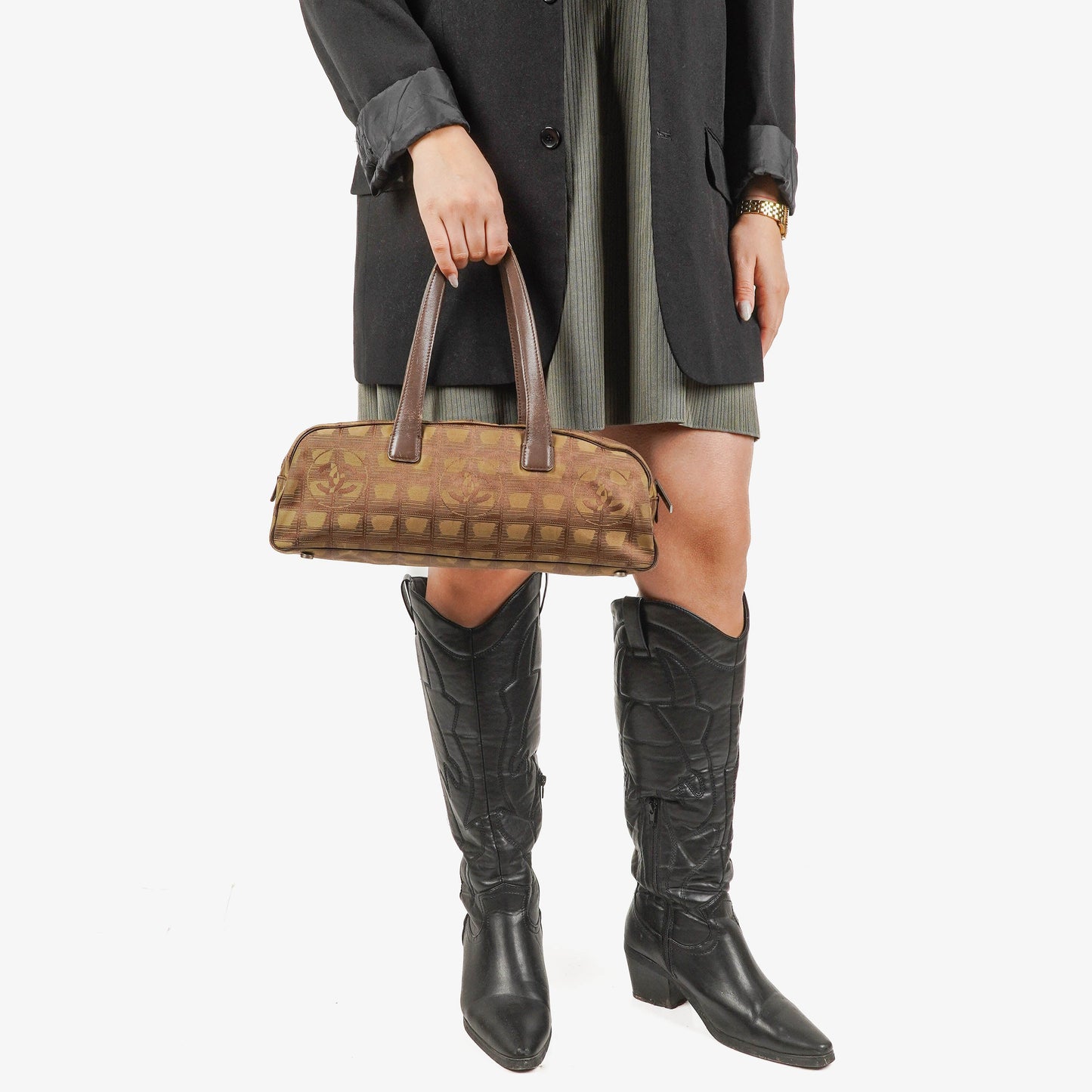 Chanel Beige New Travel Line Nylon Mini Boston Bag