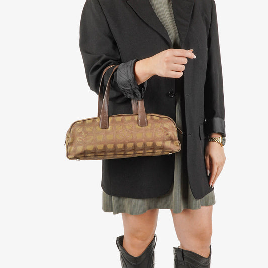 Chanel Beige New Travel Line Nylon Mini Boston Bag