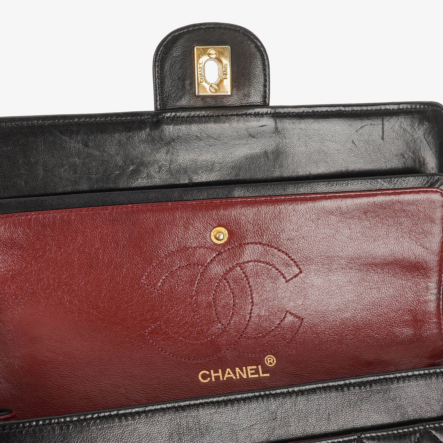 Chanel  Medium Classic Double Flap Bag Black Quilted Leather 24K Gold-Plated Hardware