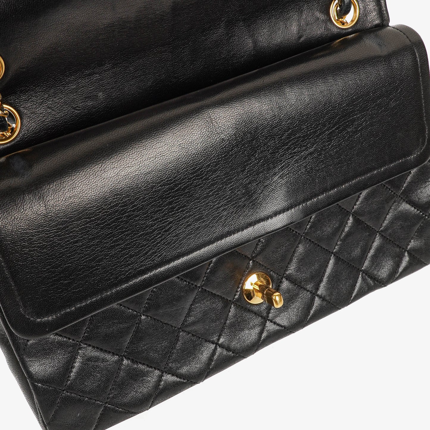 Chanel  Medium Classic Double Flap Bag Black Quilted Leather 24K Gold-Plated Hardware