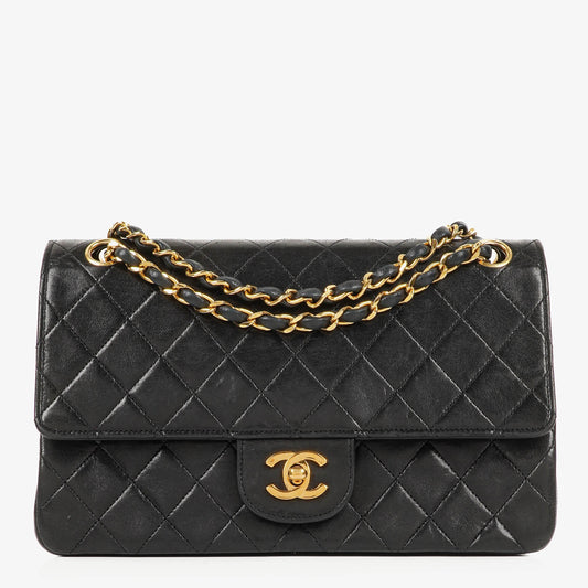 Chanel  Medium Classic Double Flap Bag Black Quilted Leather 24K Gold-Plated Hardware