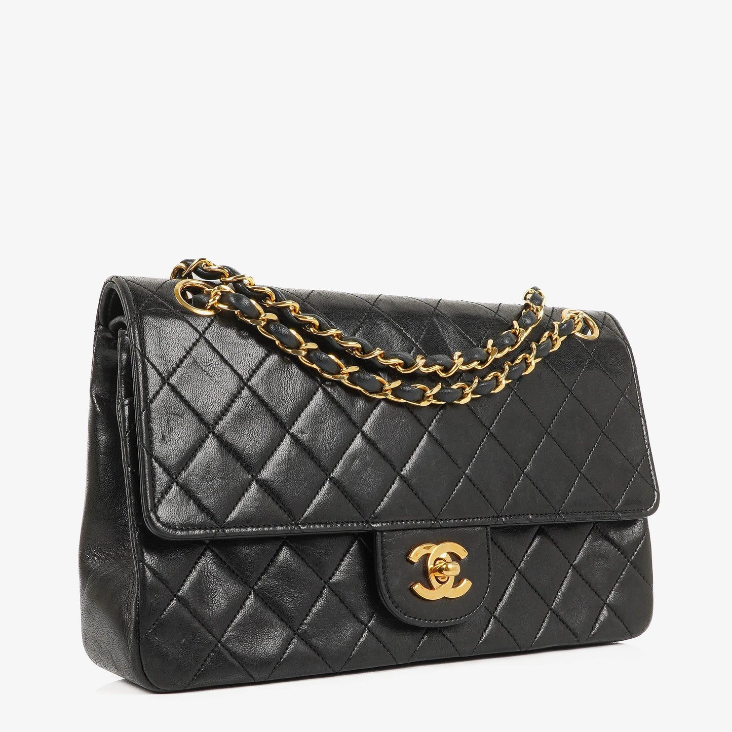 Chanel  Medium Classic Double Flap Bag Black Quilted Leather 24K Gold-Plated Hardware