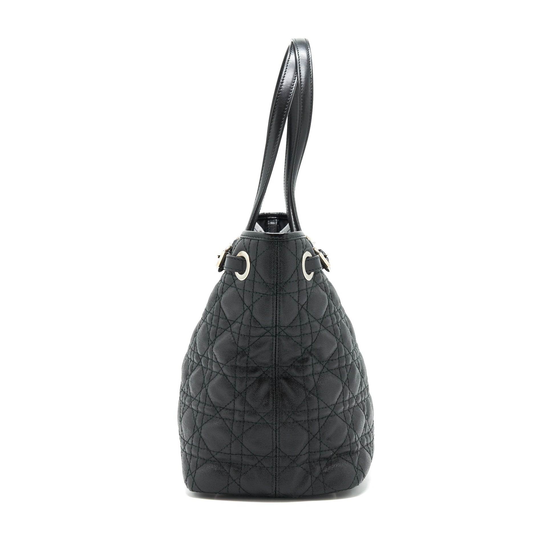 Dior Lady Dior Tote Purse Canvas Black