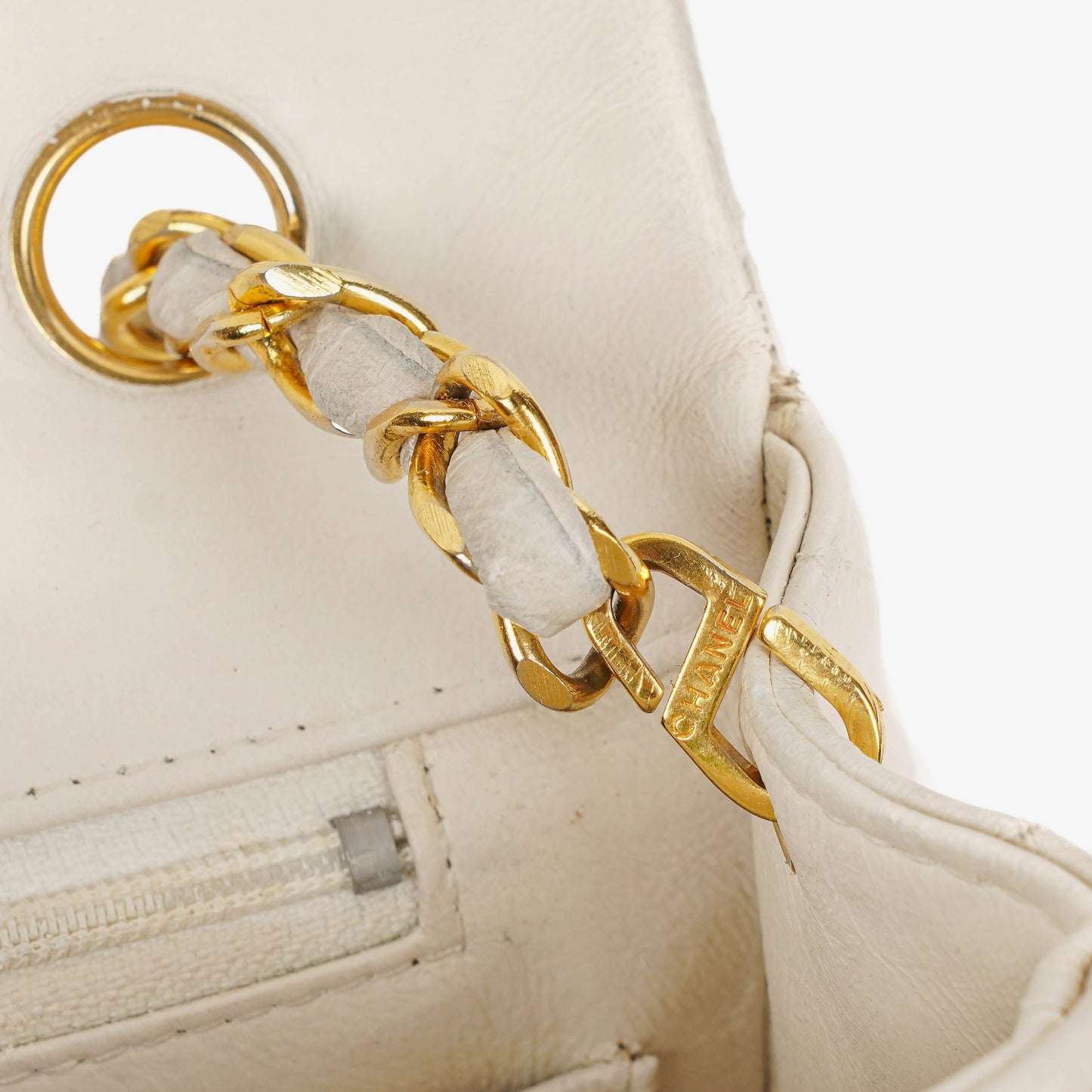 Chanel Small Classic White Quilted Lambskin Full Flap With 24K Gold-Plated Hardware