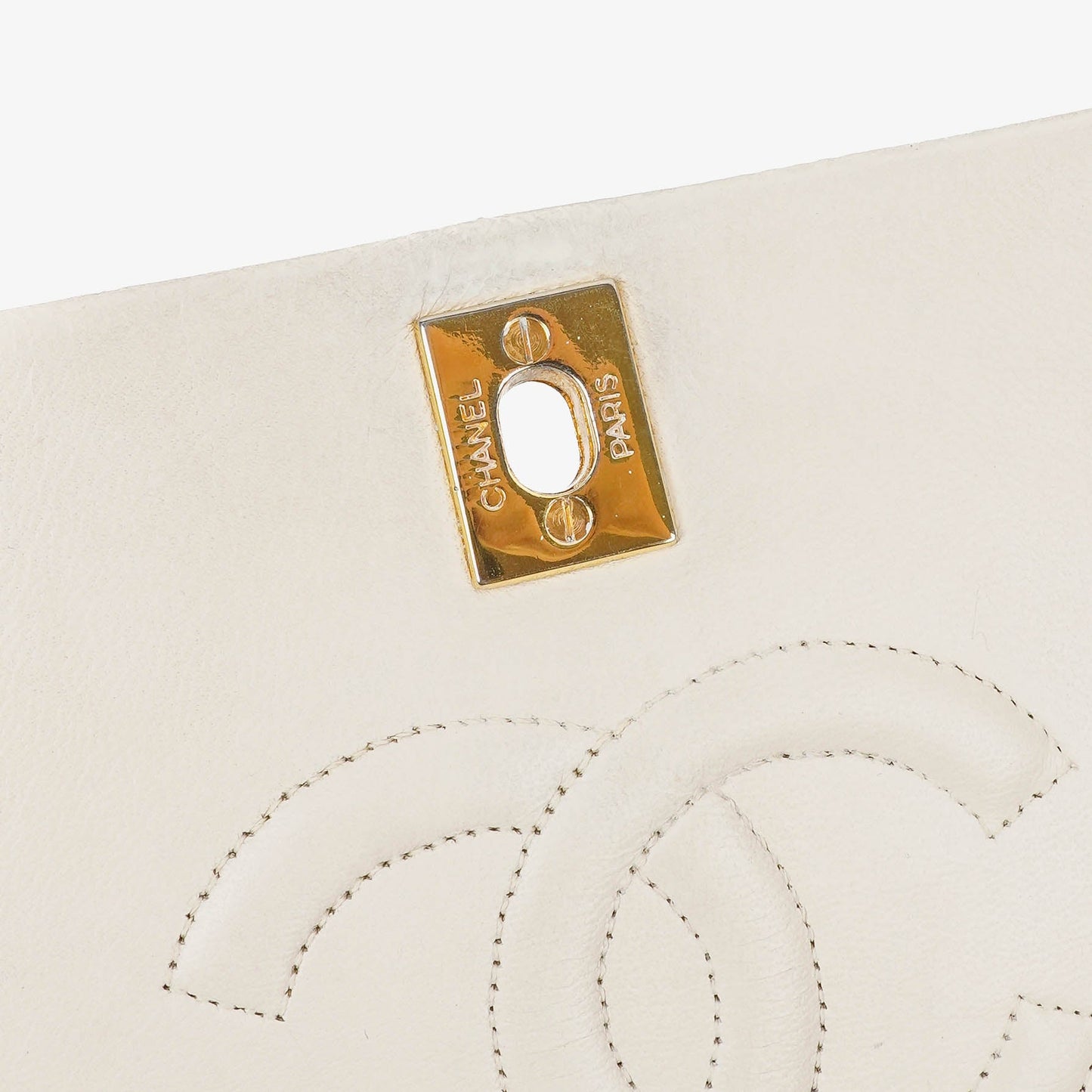 Chanel Small Classic White Quilted Lambskin Full Flap With 24K Gold-Plated Hardware