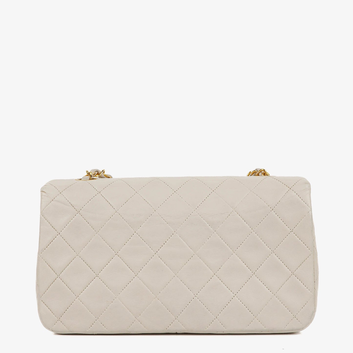 Chanel Small Classic White Quilted Lambskin Full Flap With 24K Gold-Plated Hardware