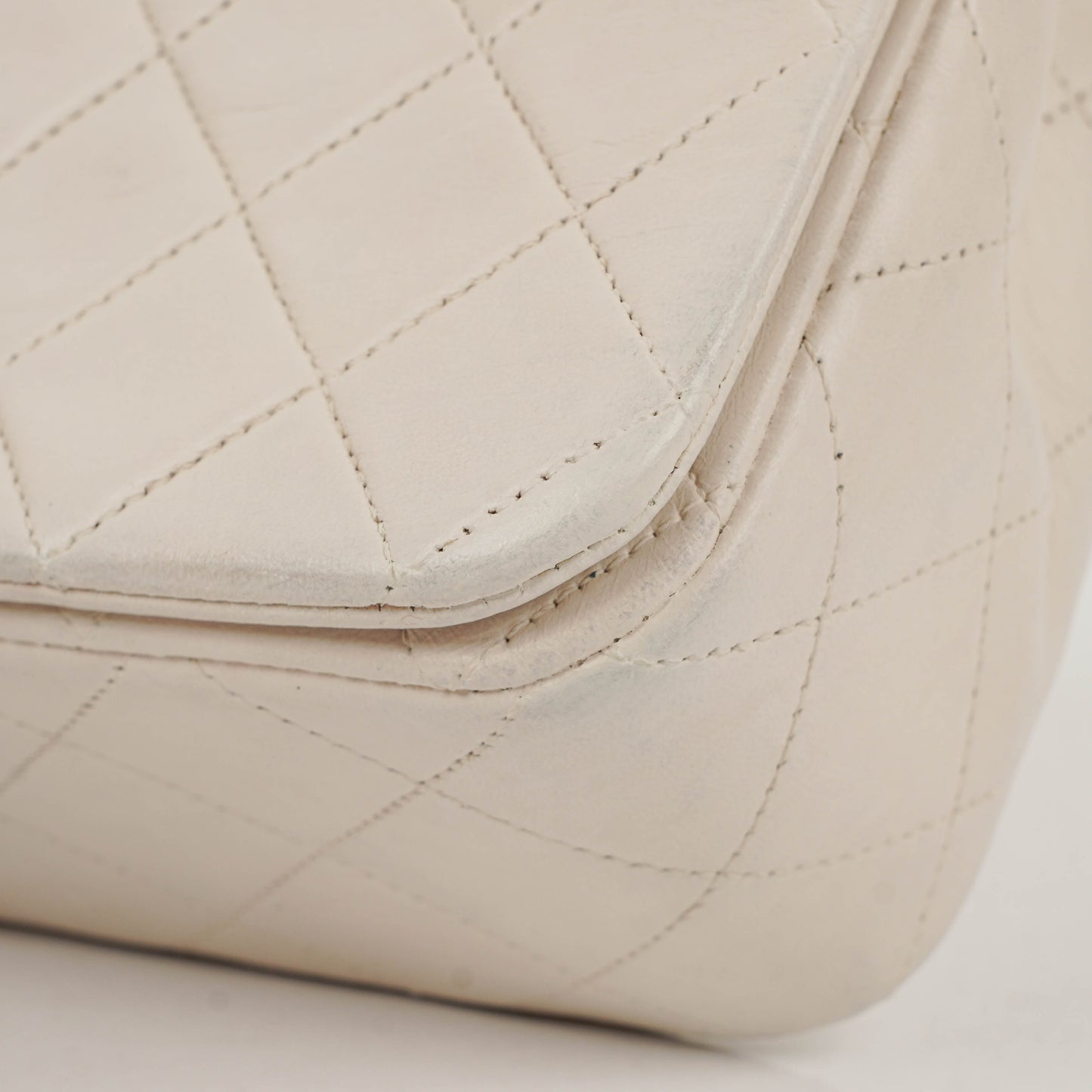 Chanel Small Classic White Quilted Lambskin Full Flap With 24K Gold-Plated Hardware