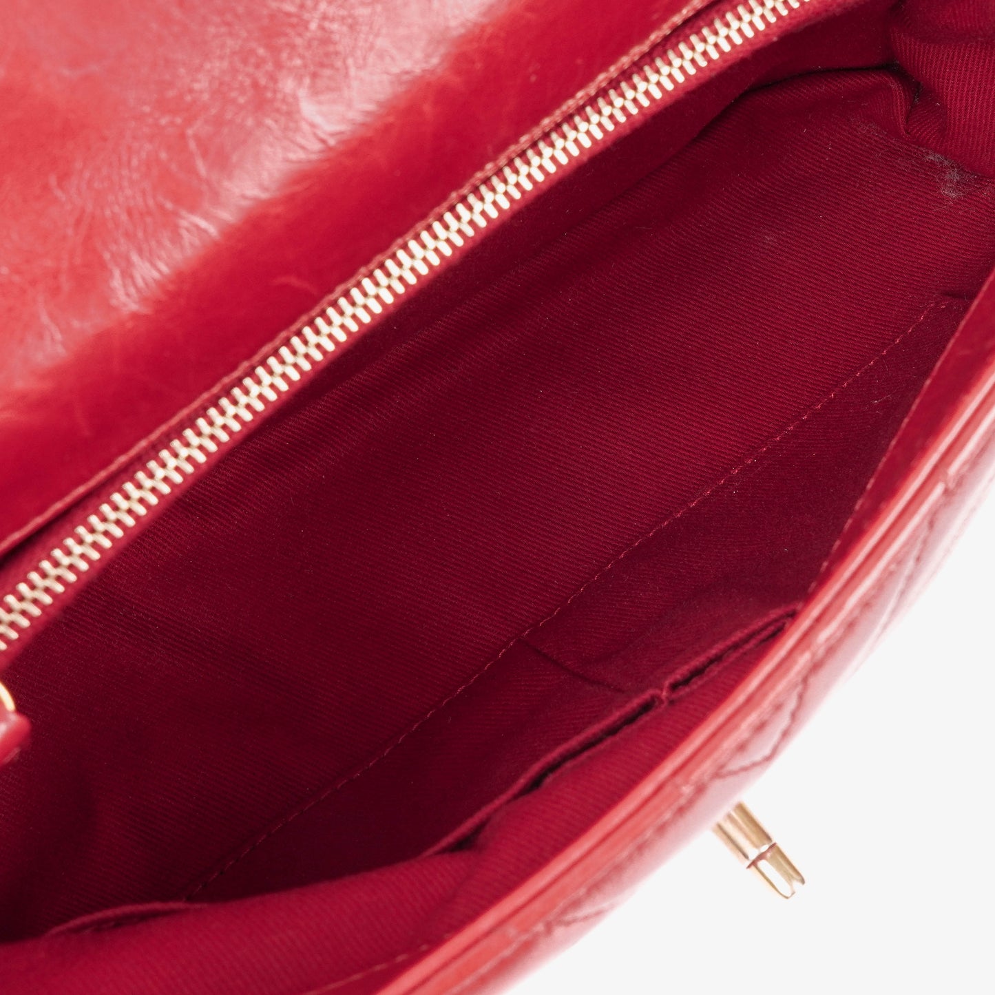 Chanel Large Red Chevron Quilted Calfskin Coco Handle Flap