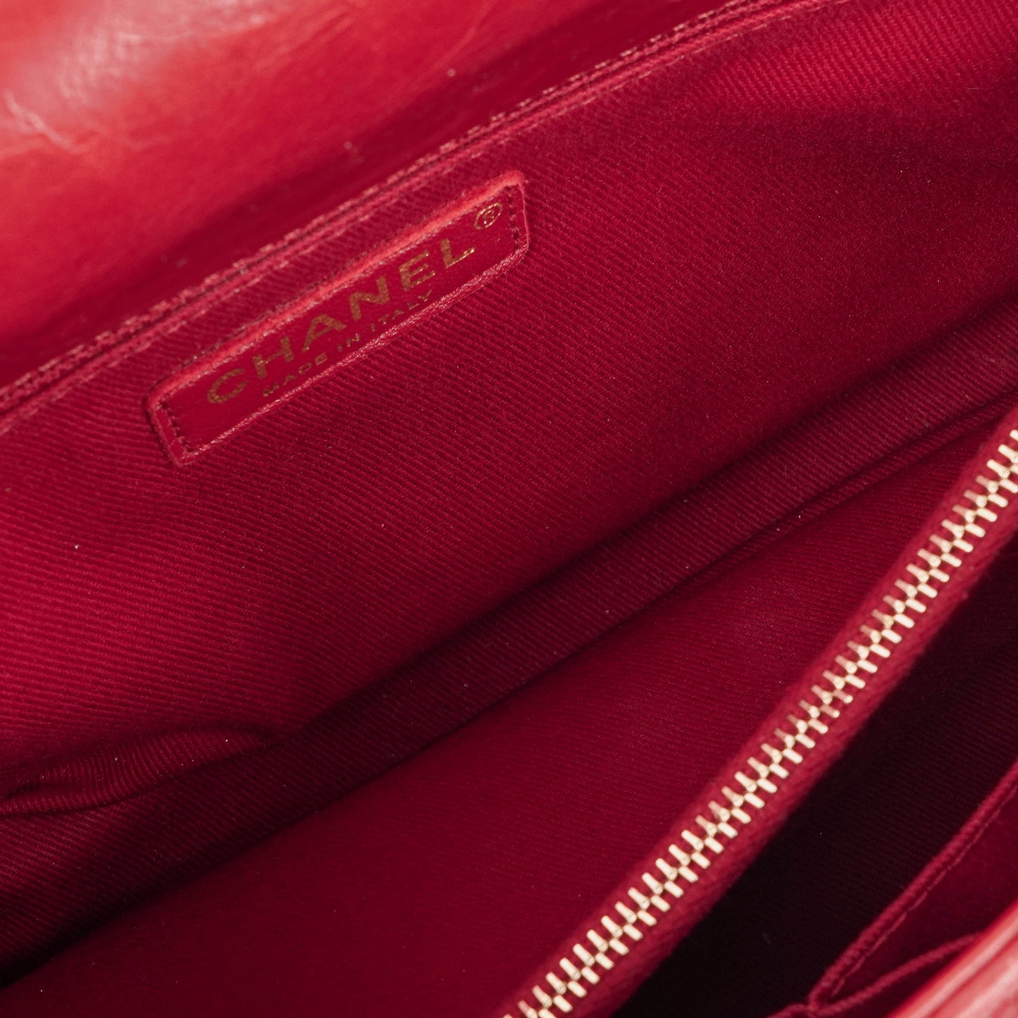 Chanel Large Red Chevron Quilted Calfskin Coco Handle Flap