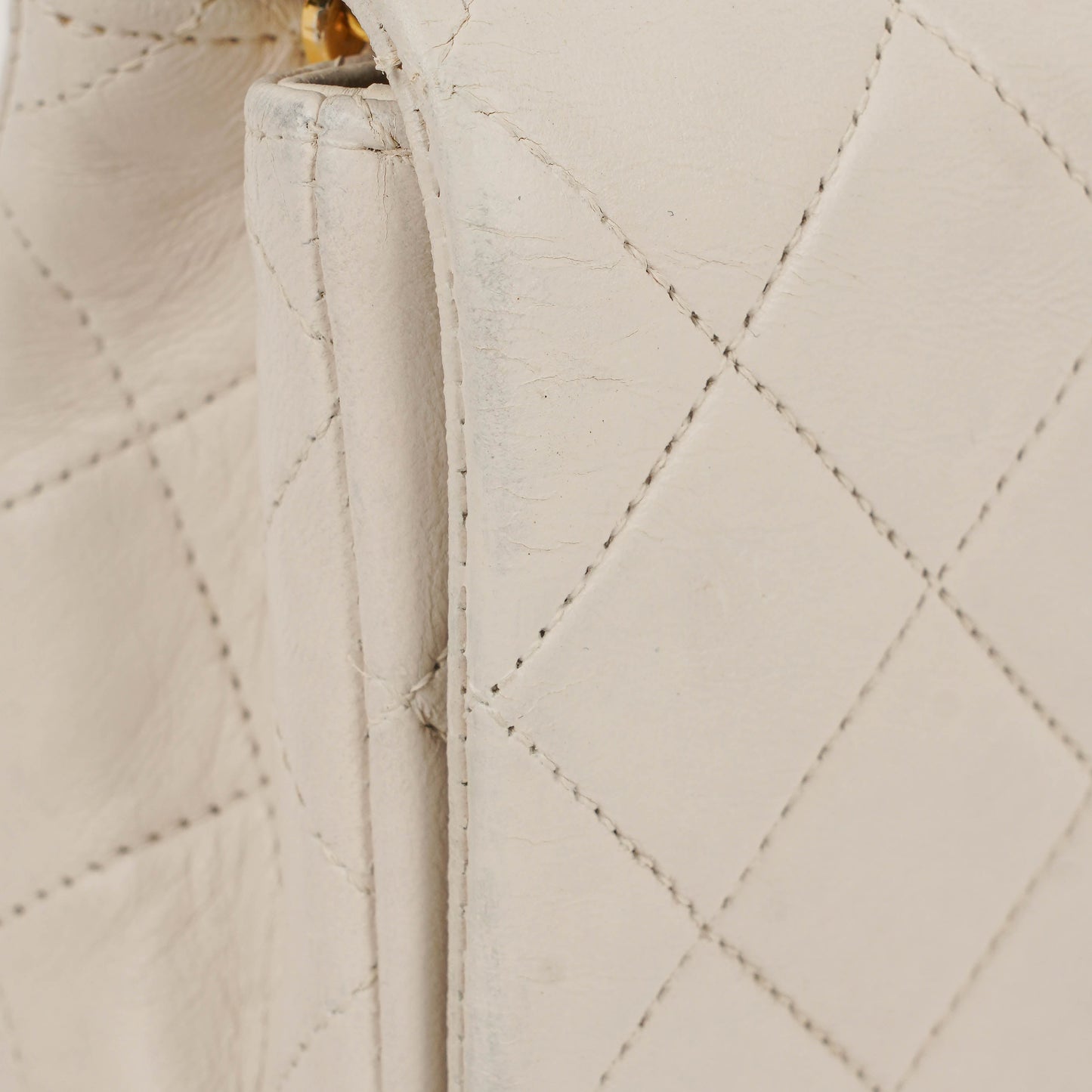 Chanel Small Classic White Quilted Lambskin Full Flap With 24K Gold-Plated Hardware