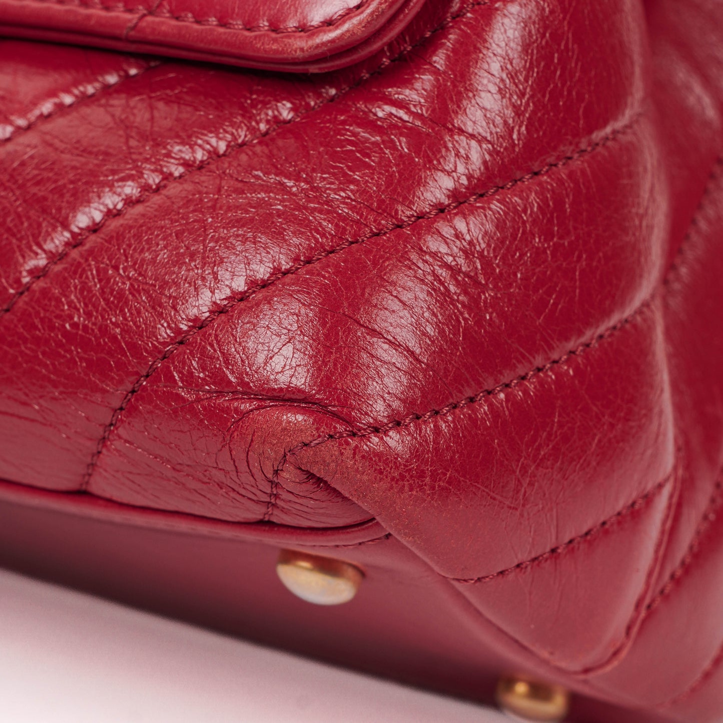 Chanel Large Red Chevron Quilted Calfskin Coco Handle Flap