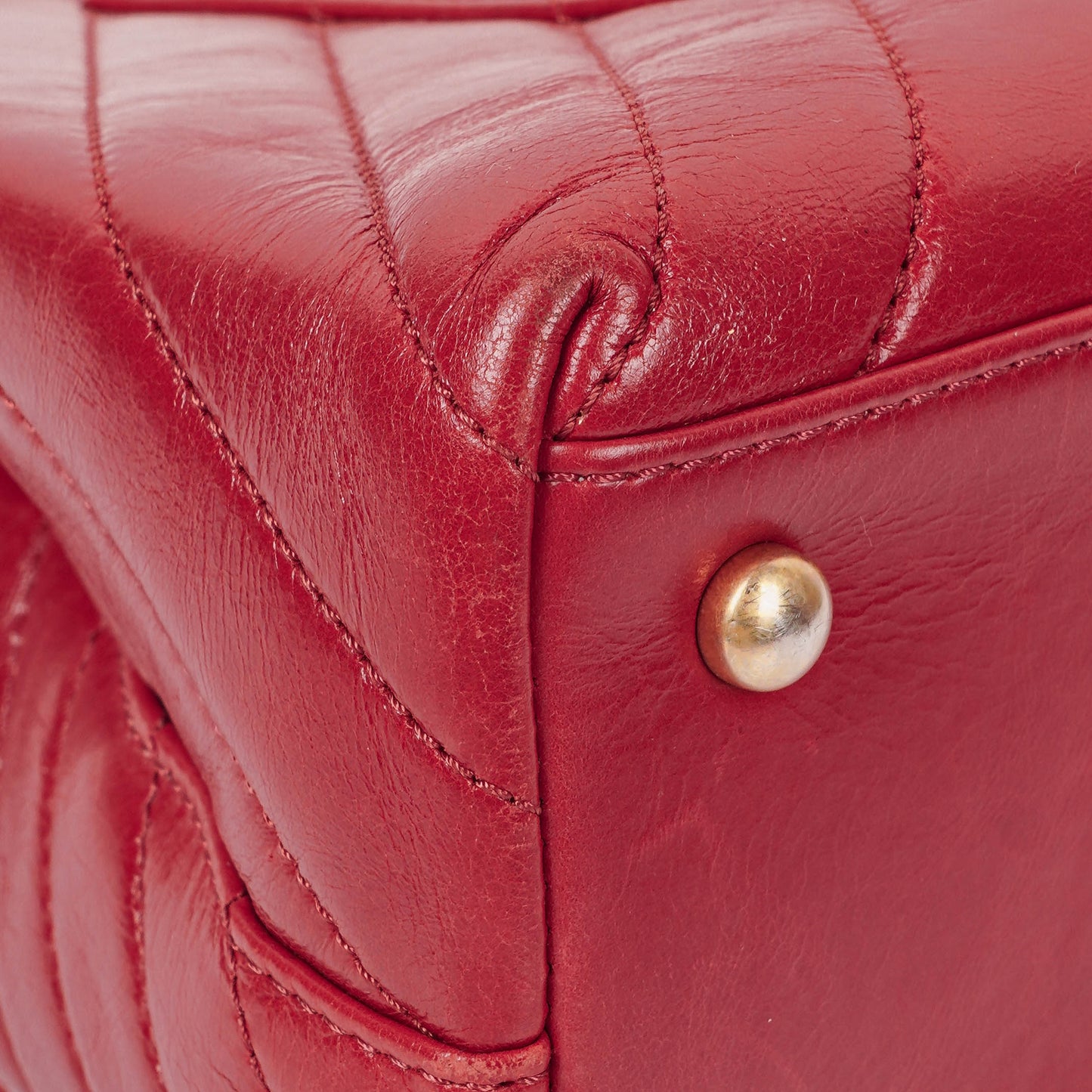 Chanel Large Red Chevron Quilted Calfskin Coco Handle Flap