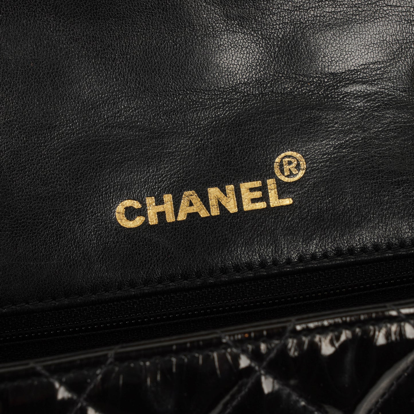 Chanel Mini Full Flap Black Quilted Patent Leather  Bag