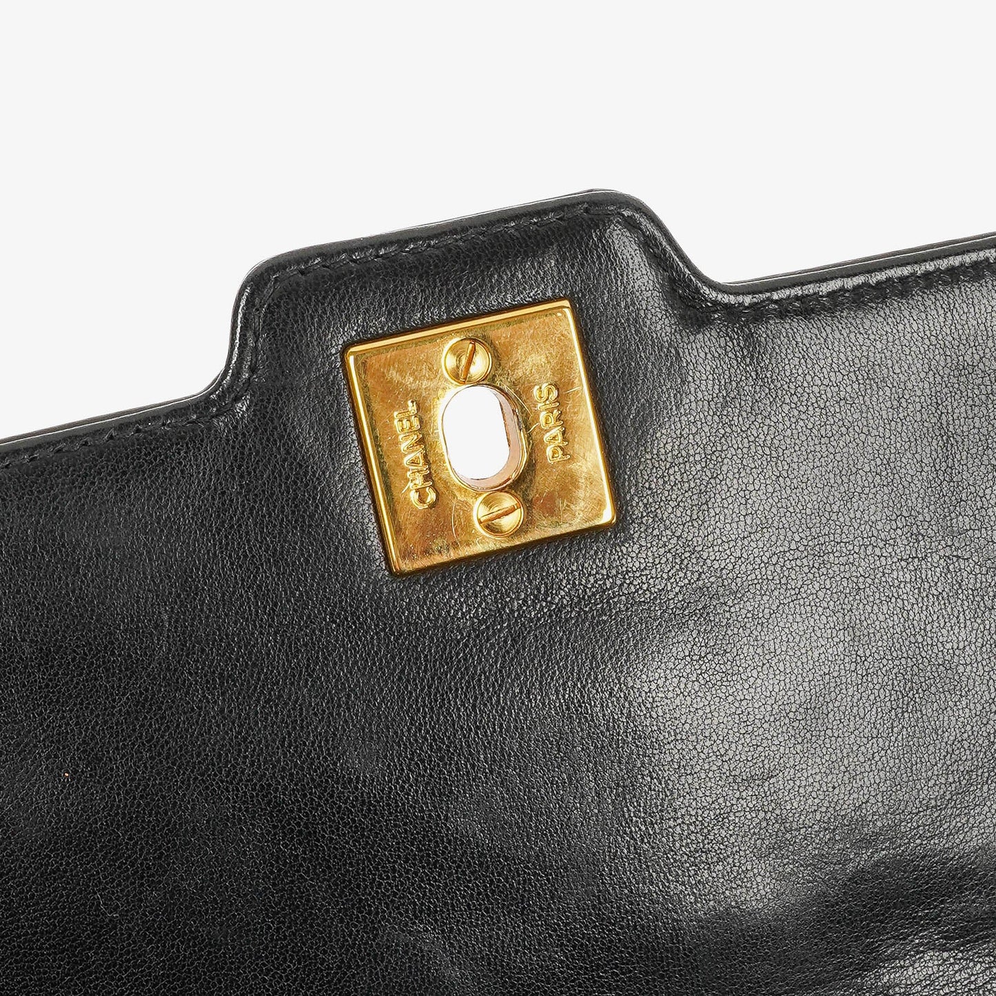 Chanel Mini Full Flap Black Quilted Patent Leather  Bag