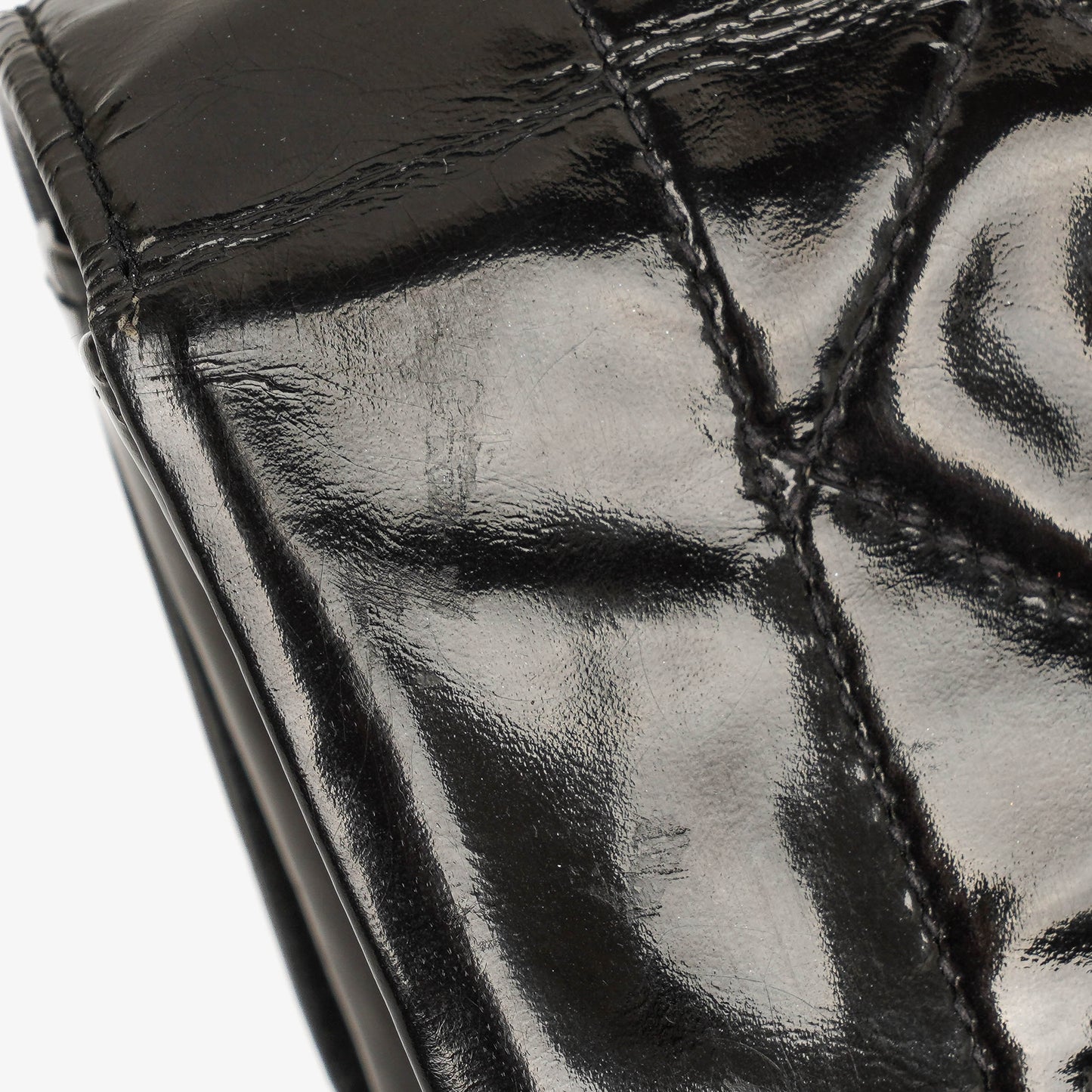 Chanel Mini Full Flap Black Quilted Patent Leather  Bag