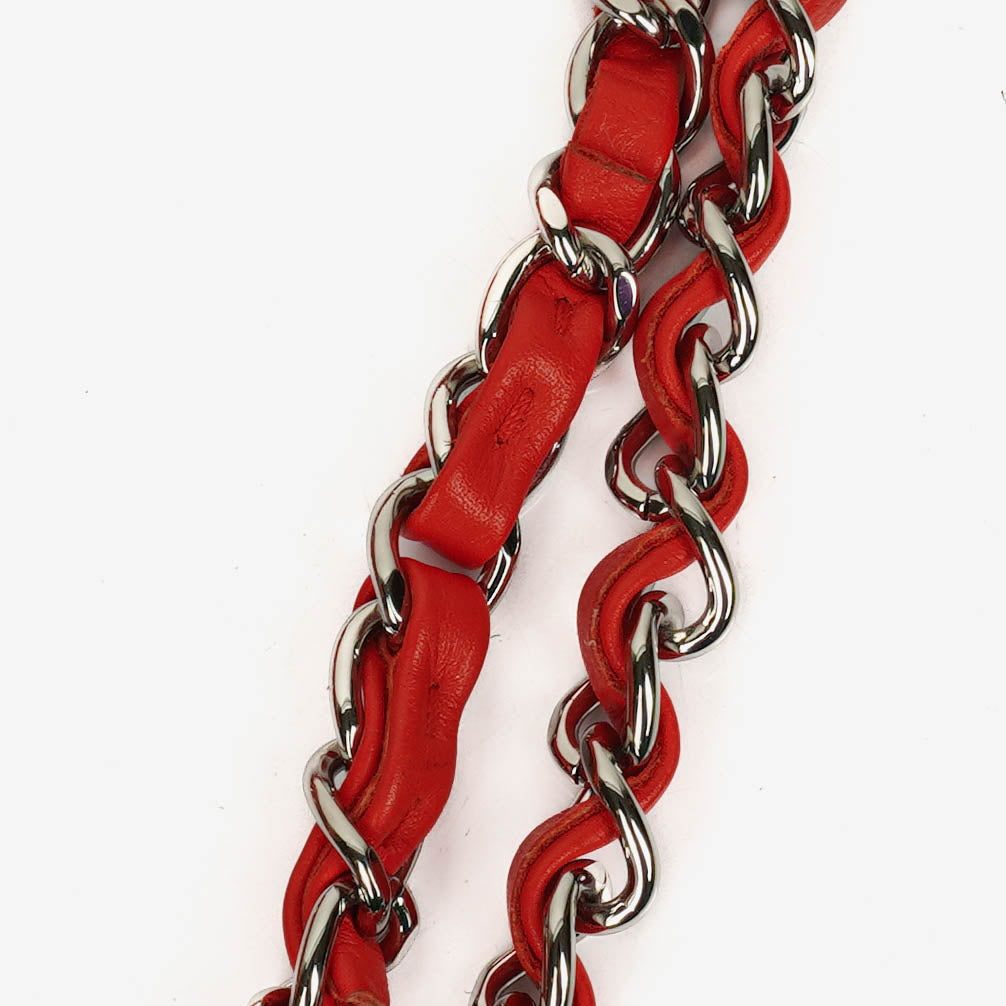 Chanel Timeless Classic Double Flap Bag In Red And Yellow Striped Patent Leather And Silver Finishes